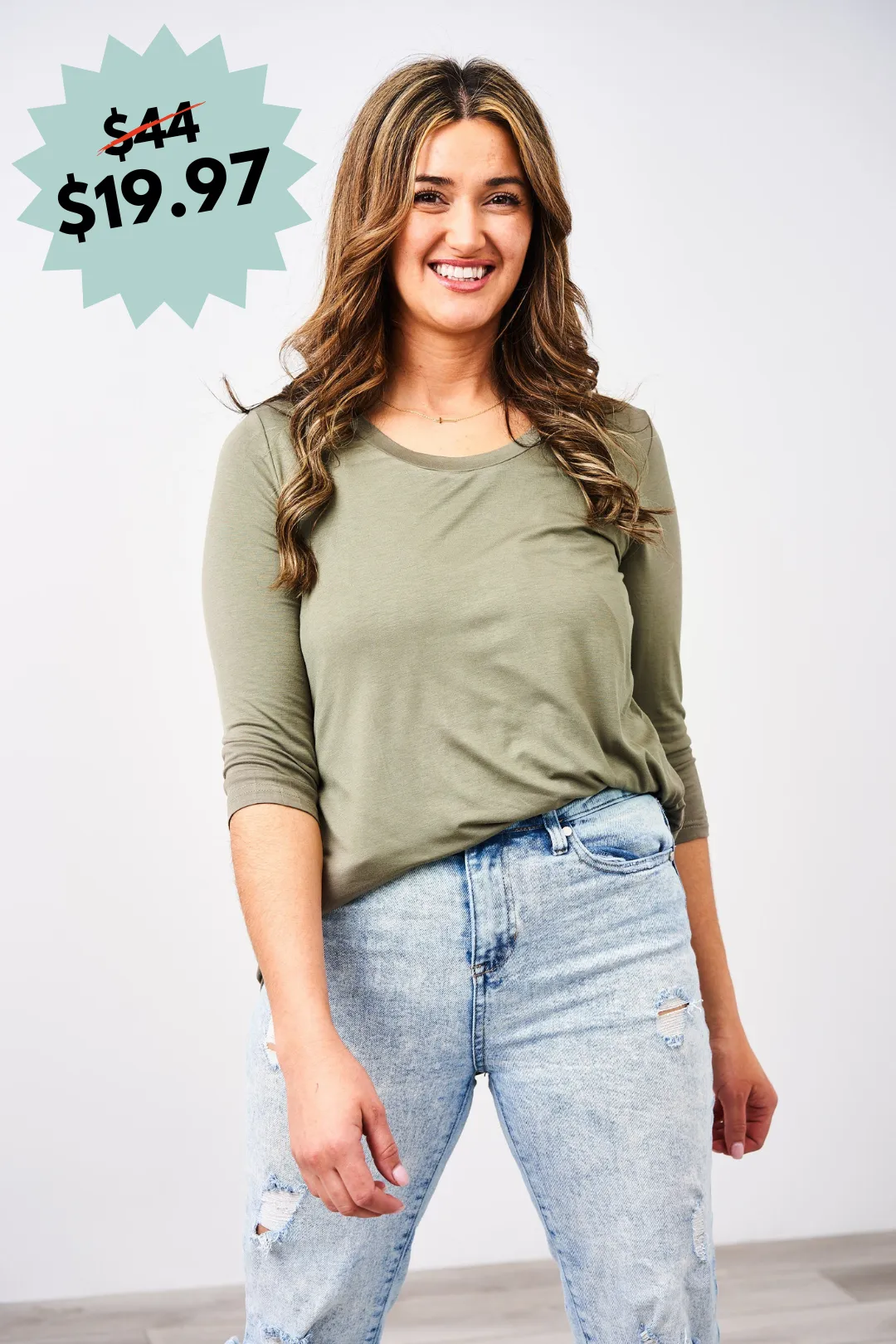 Latched Mama 3/4 Sleeve Scoop Neck Nursing Top 2.0