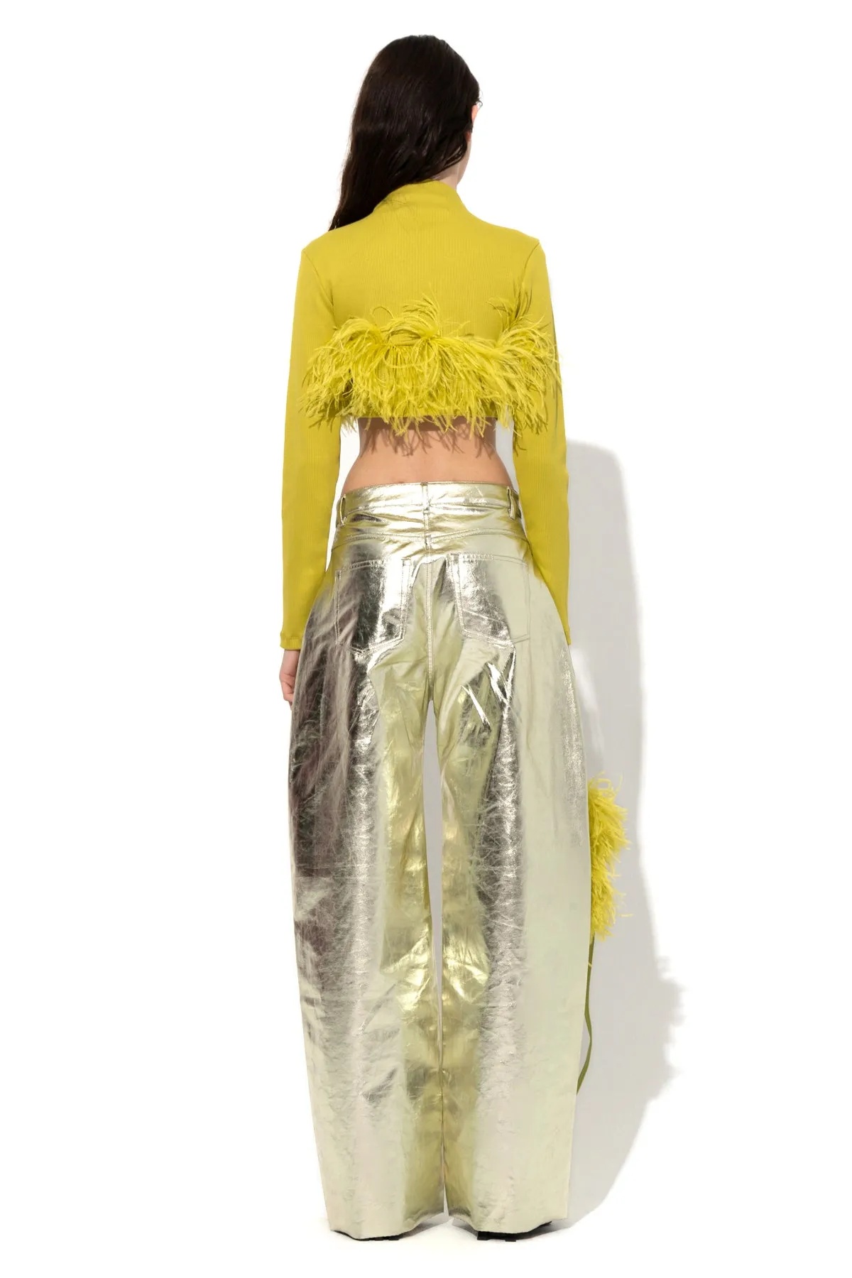 LIME CROPPED FEATHER TOP
