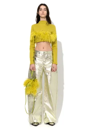 LIME CROPPED FEATHER TOP
