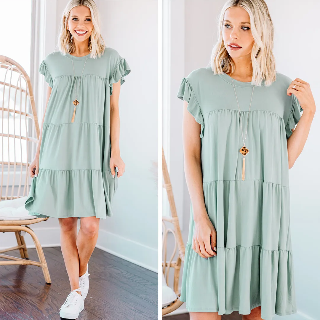 Living For Love Seafoam Green Tiered Dress
