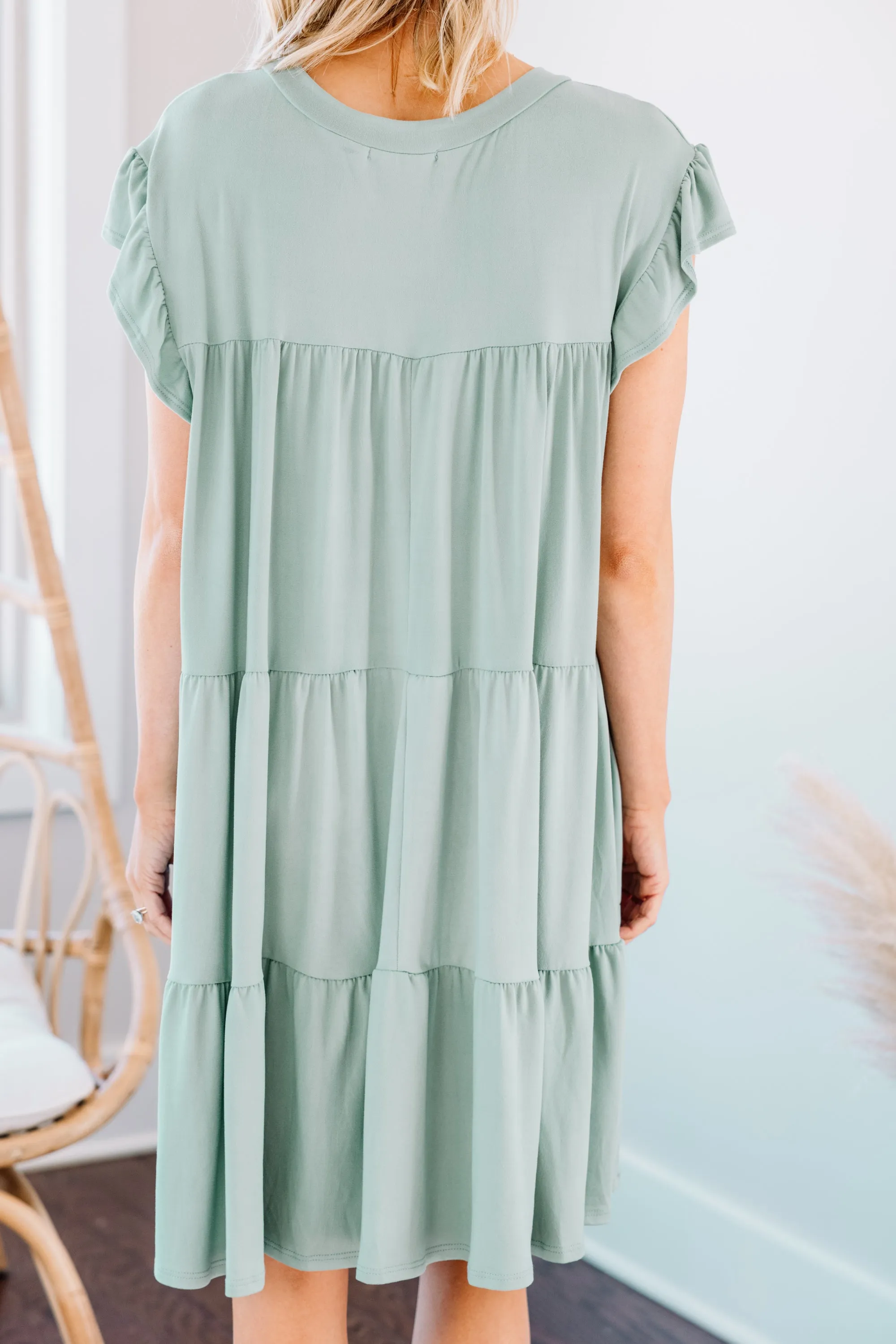 Living For Love Seafoam Green Tiered Dress