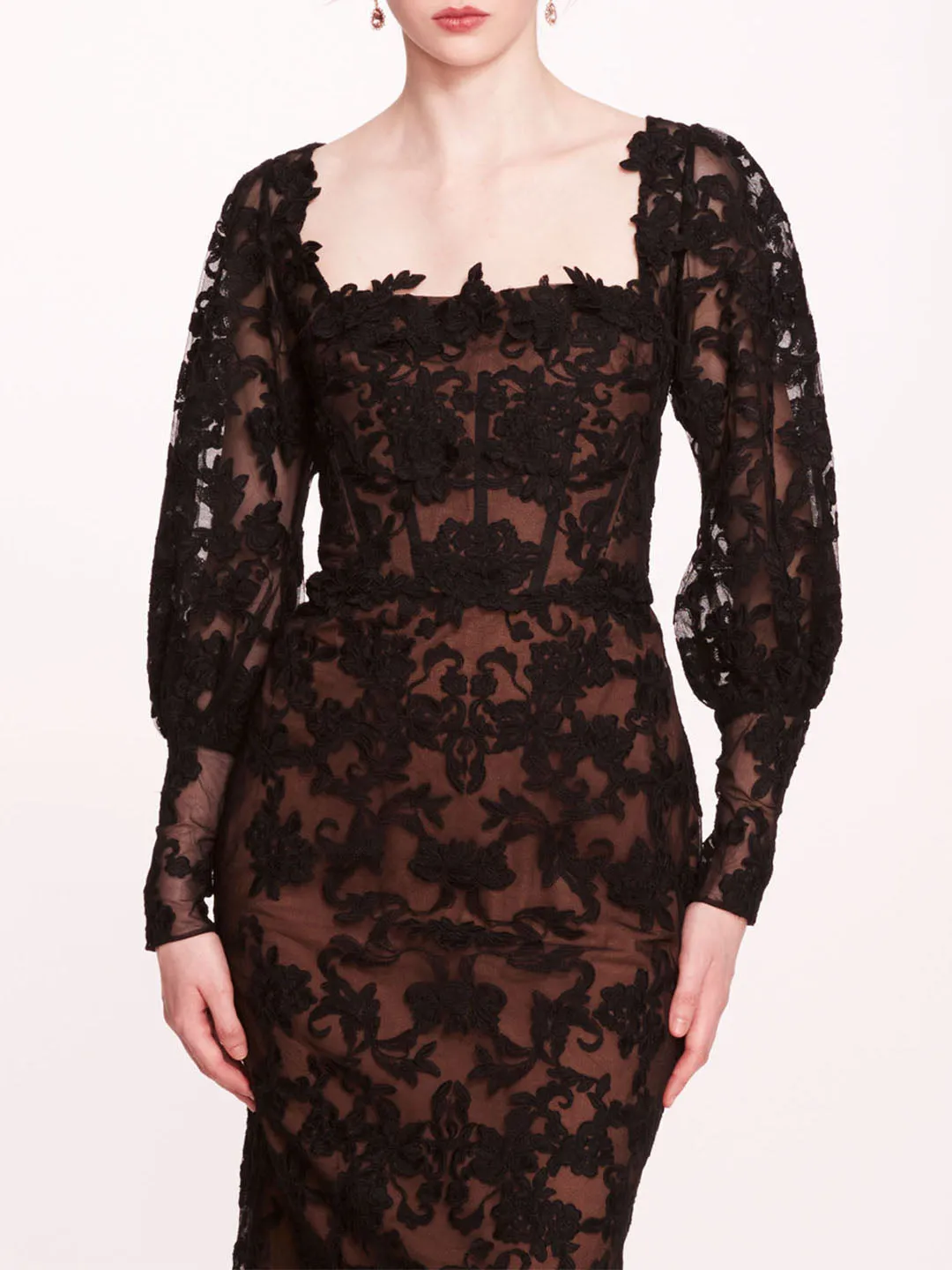 Long Sleeve Corded Midi Dress