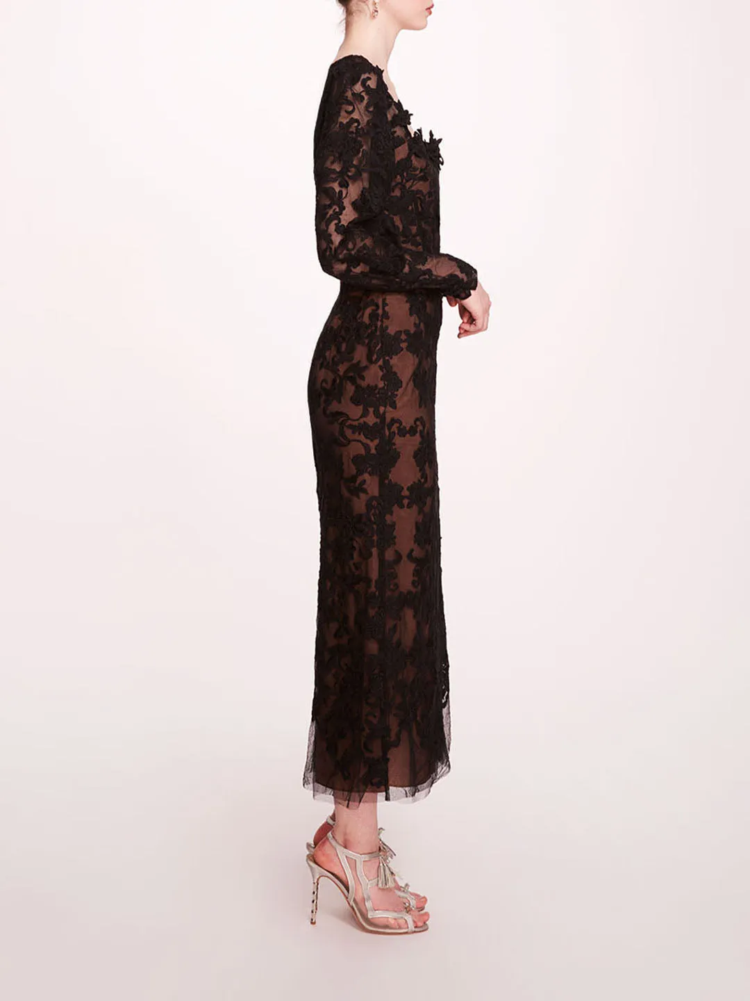 Long Sleeve Corded Midi Dress