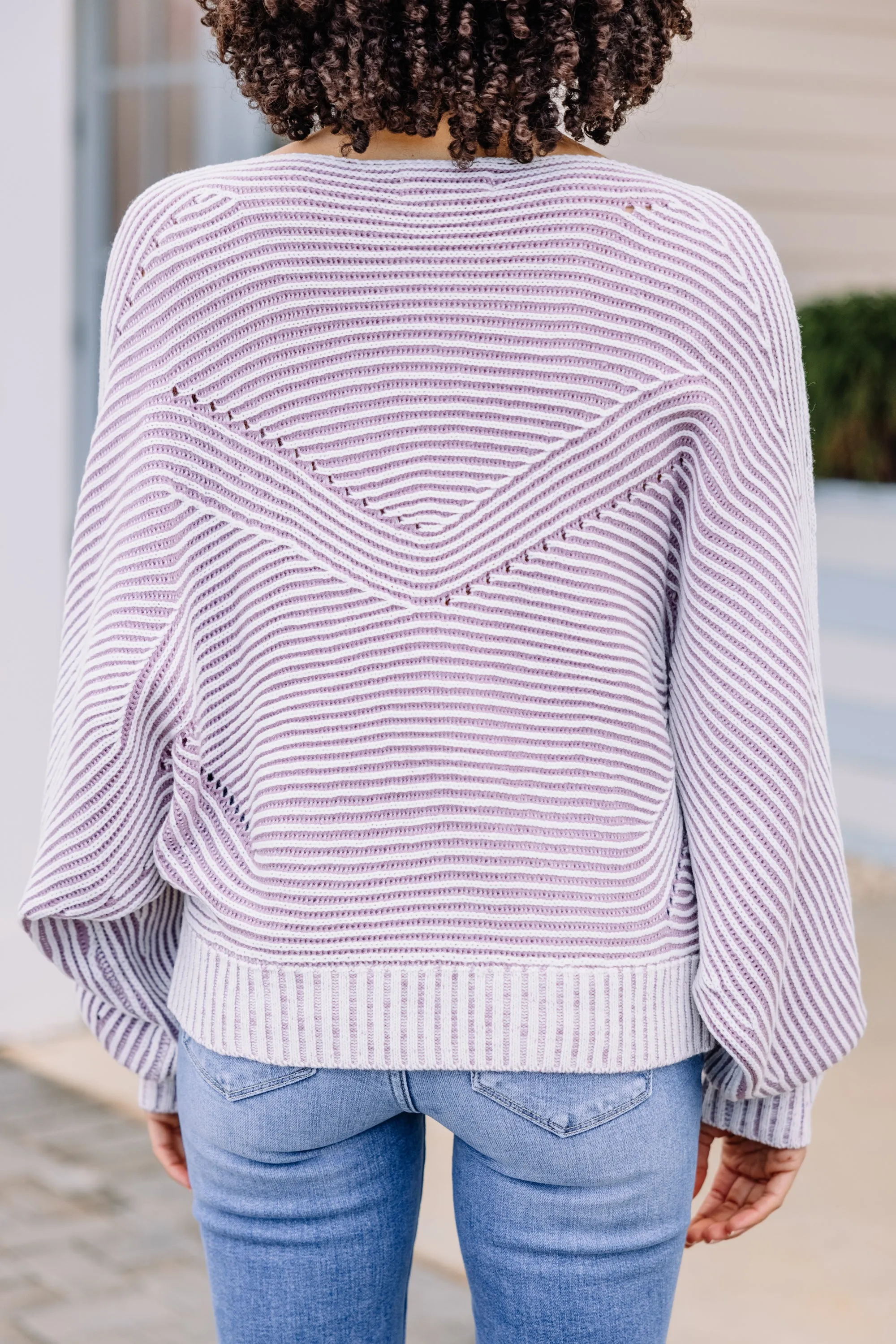 Looking At You Lavender Purple Striped Sweater