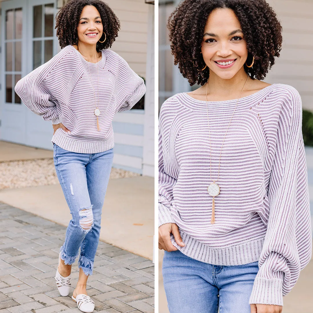 Looking At You Lavender Purple Striped Sweater