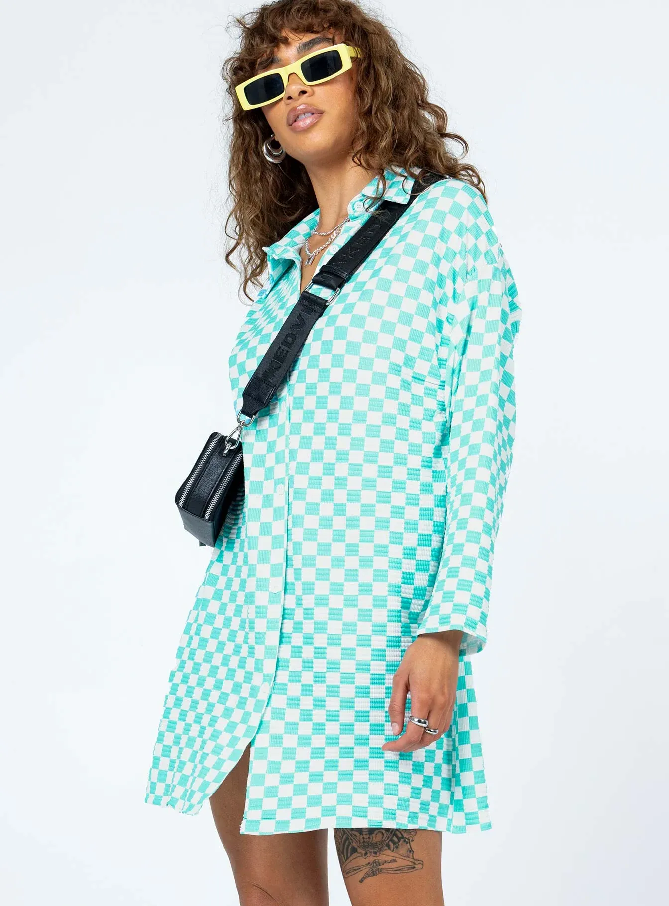 Loraine Shirt Mini Dress Blue Check