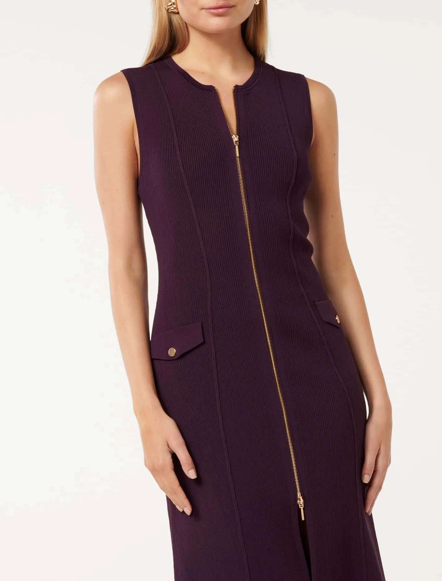 Maddie Zip Detail Midi Dress