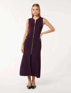 Maddie Zip Detail Midi Dress