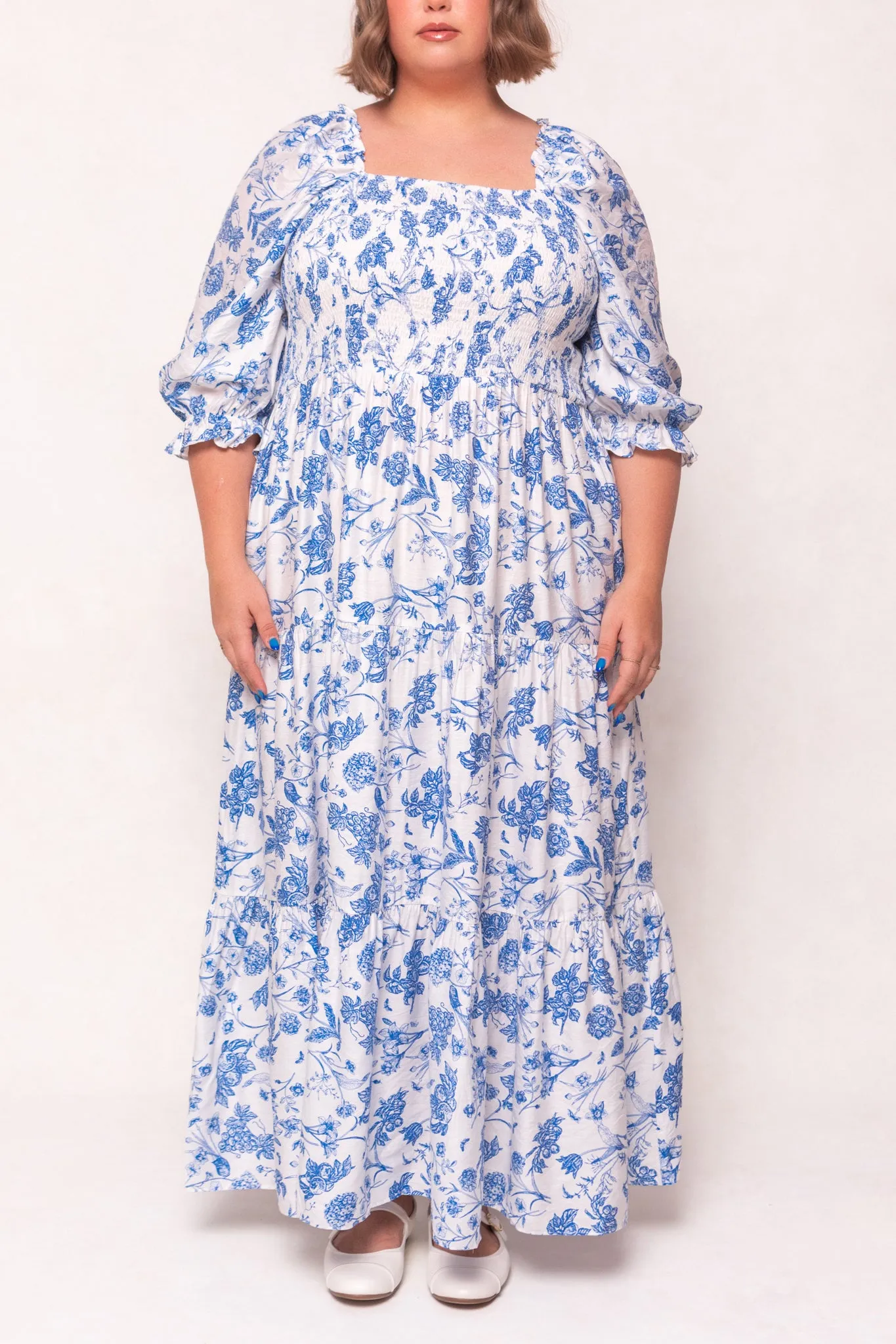 Madeline Maxi Dress in Indigo Floral