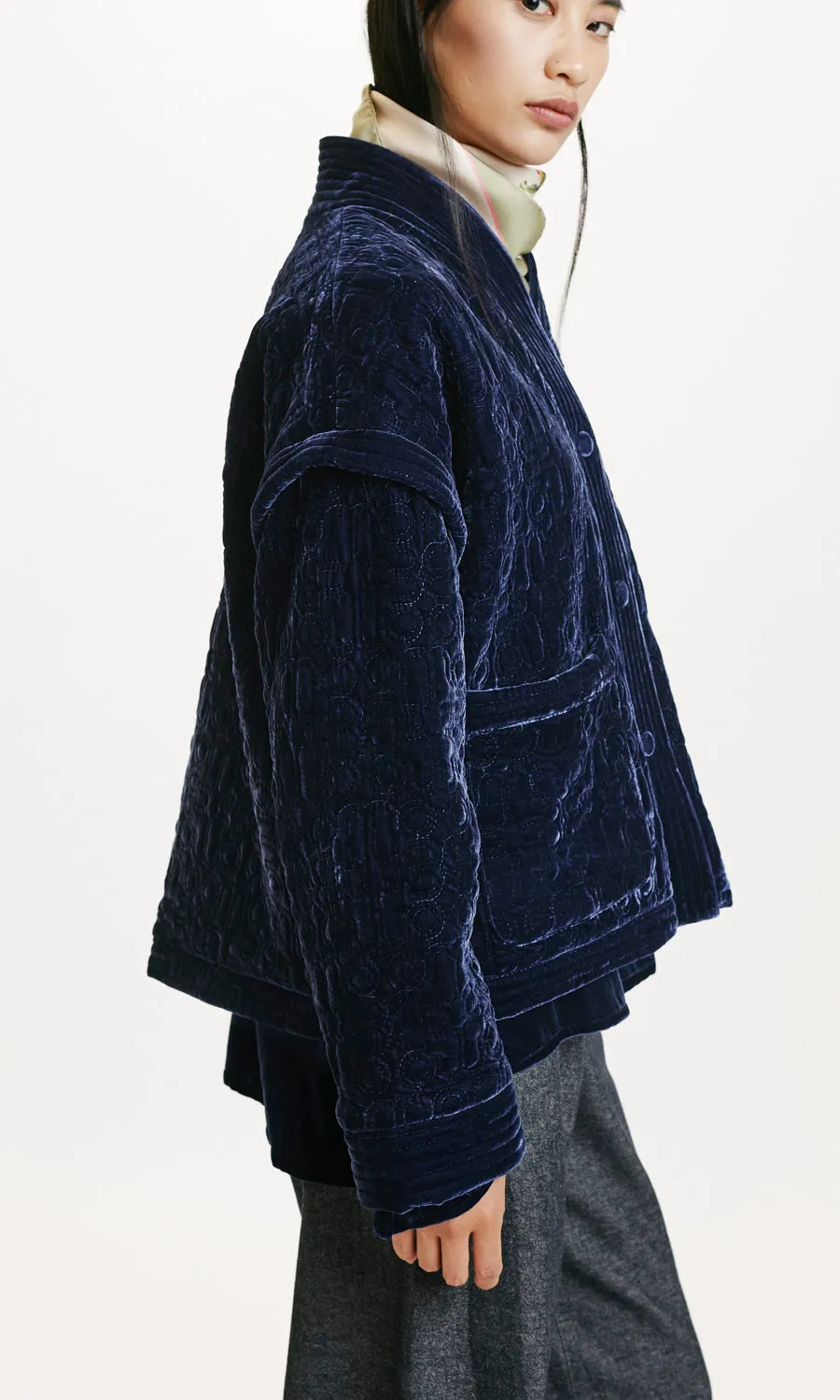 Momoni Kuma Jacket Quilted Silk Blend - Indigo
