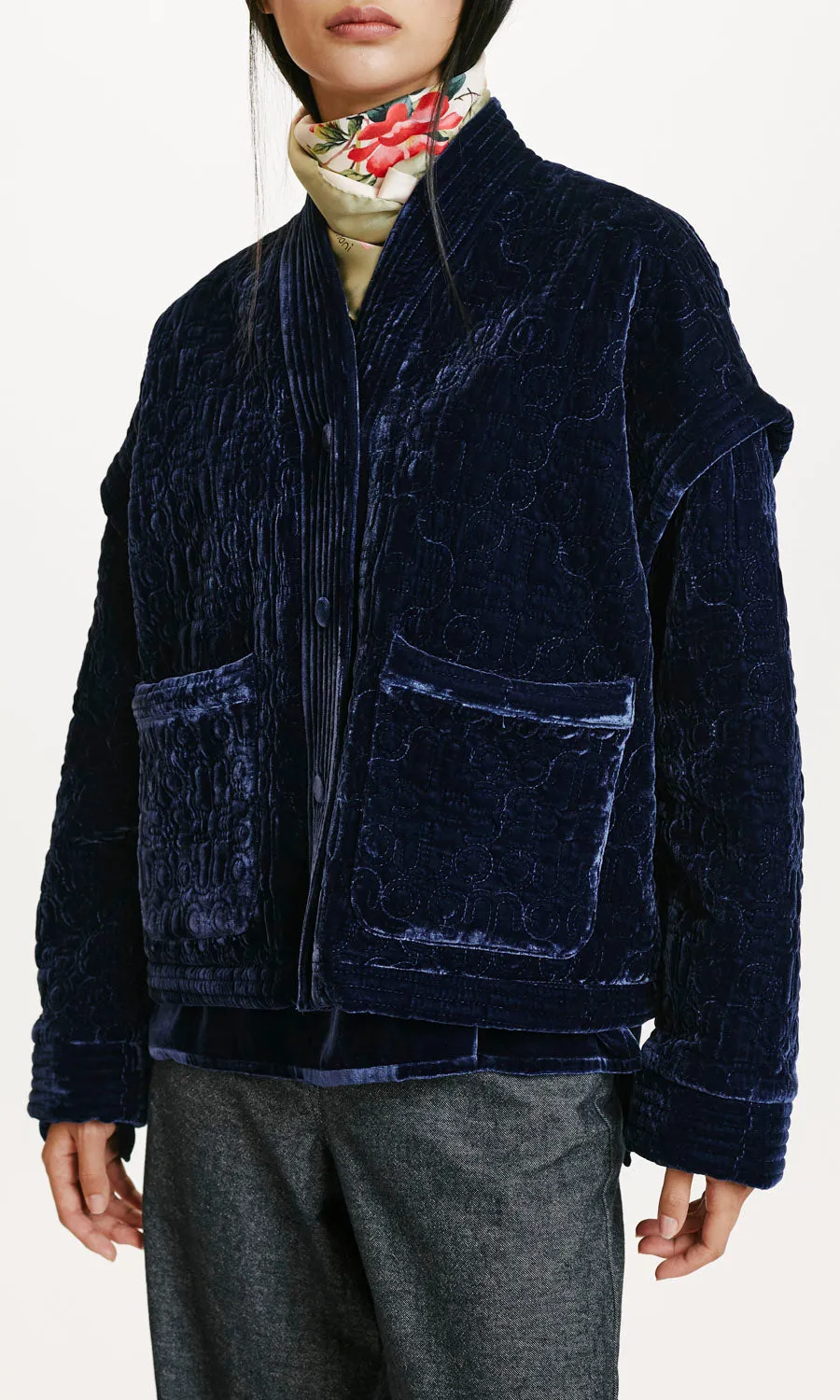 Momoni Kuma Jacket Quilted Silk Blend - Indigo