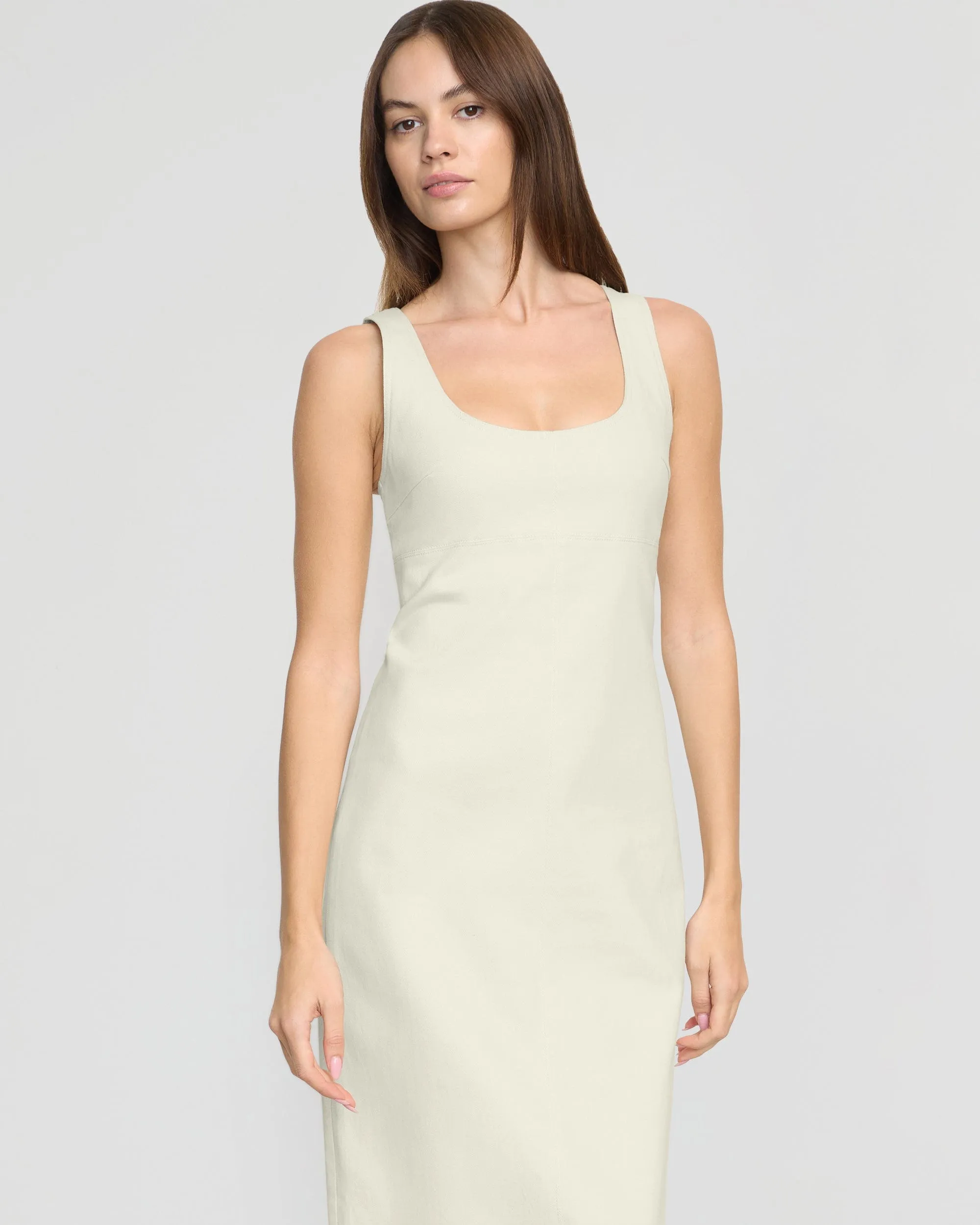 Mona Cotton Twill Scoop-Neck Dress