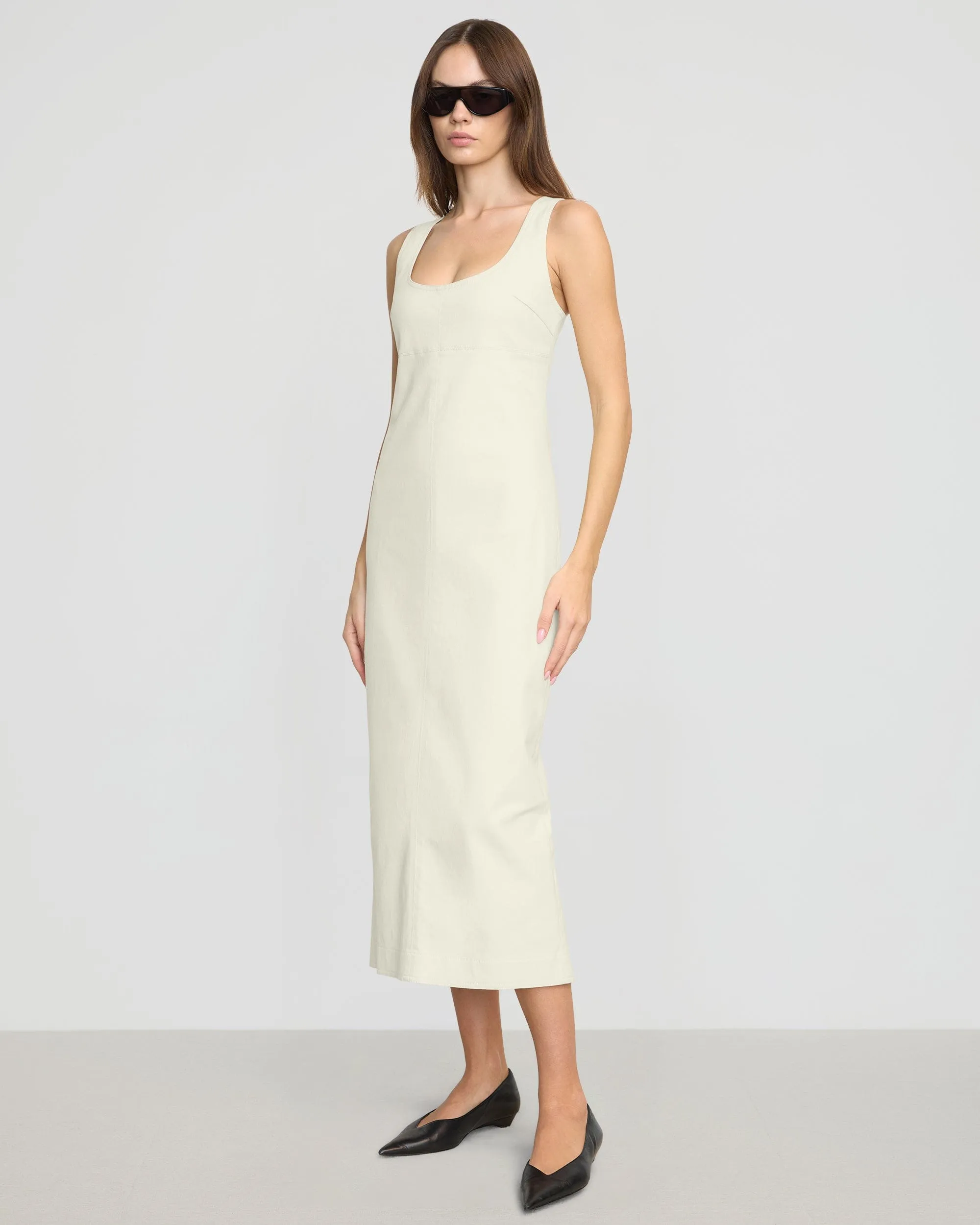 Mona Cotton Twill Scoop-Neck Dress