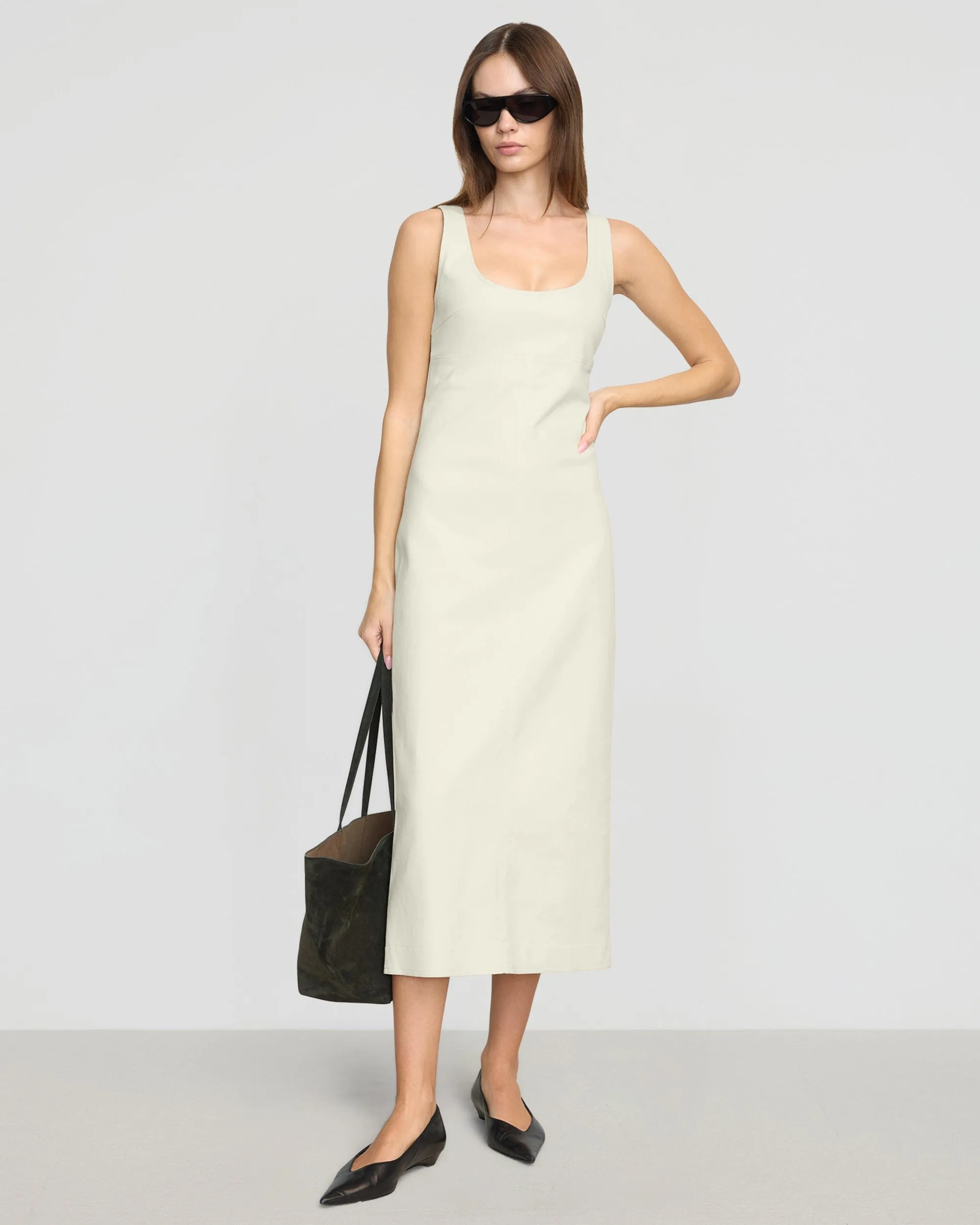 Mona Cotton Twill Scoop-Neck Dress