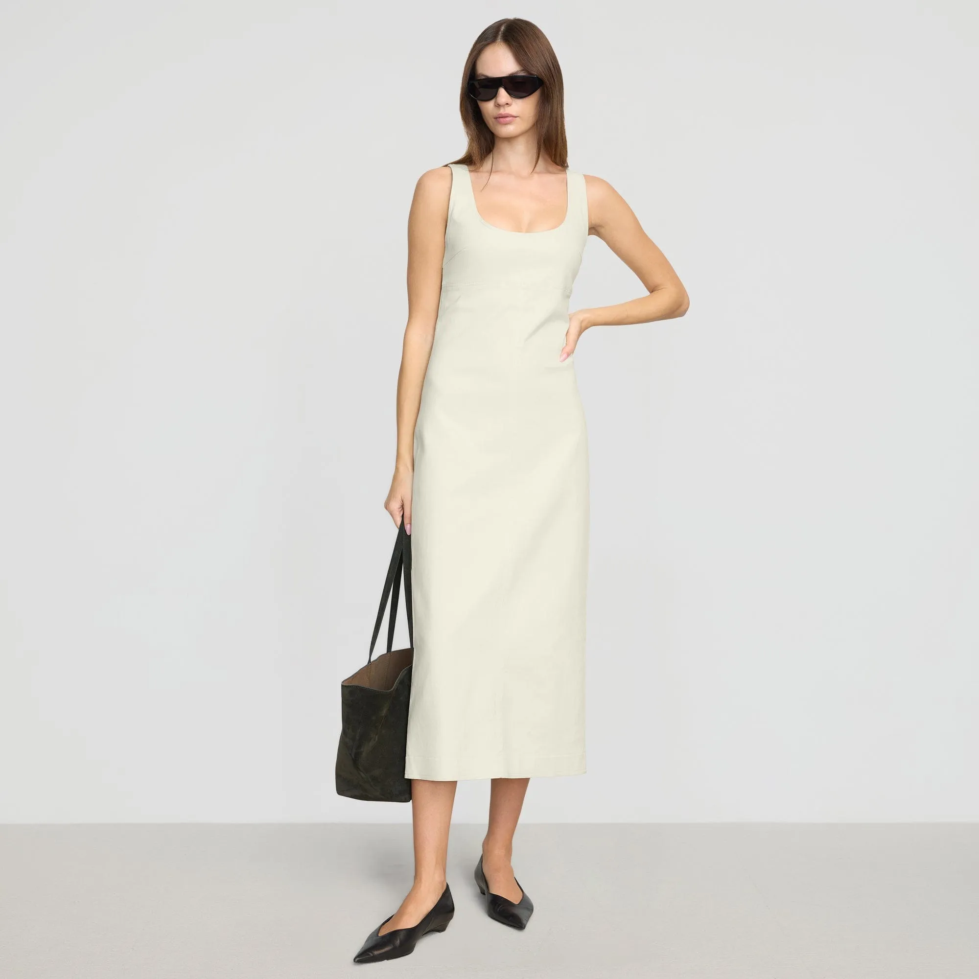 Mona Cotton Twill Scoop-Neck Dress