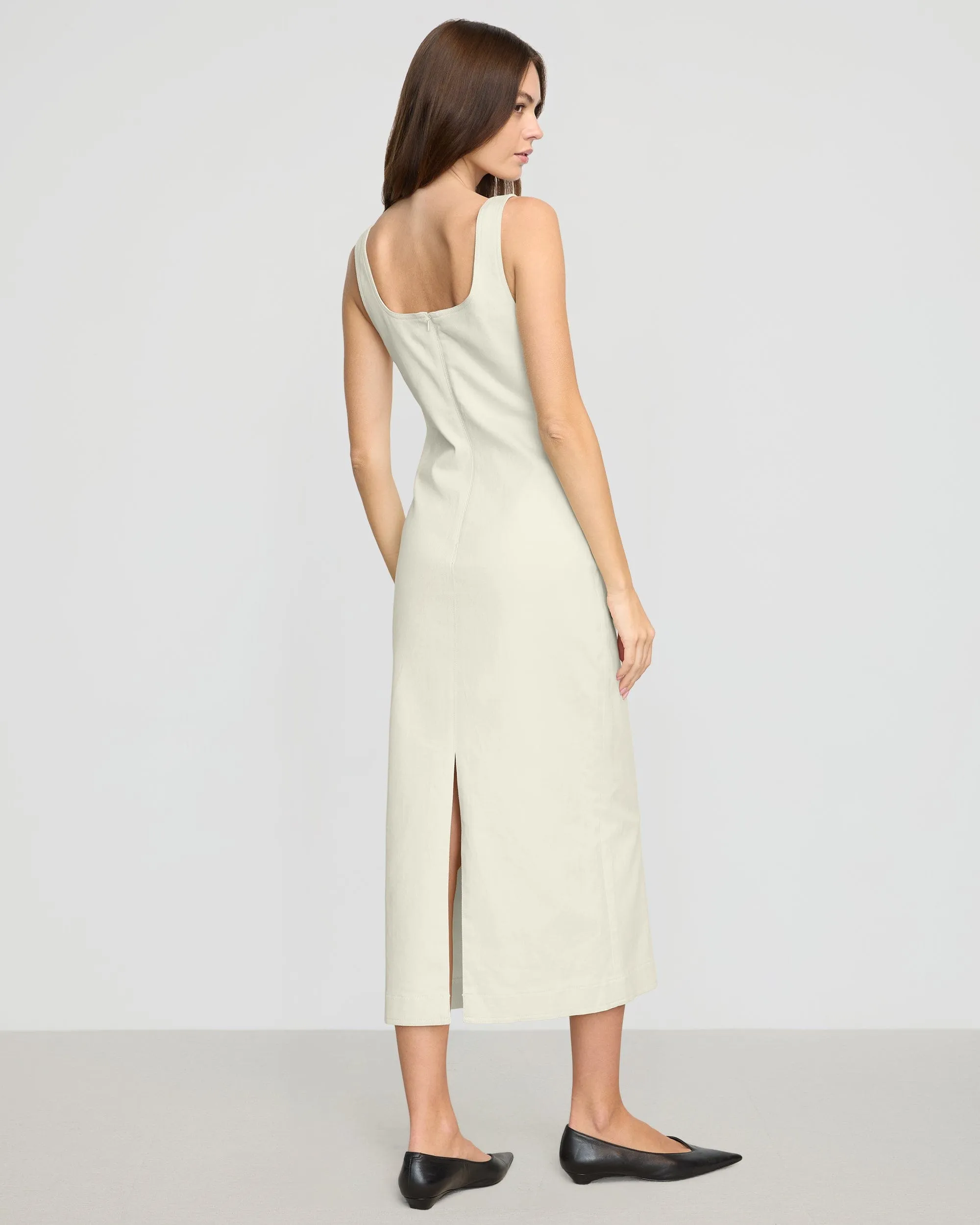 Mona Cotton Twill Scoop-Neck Dress
