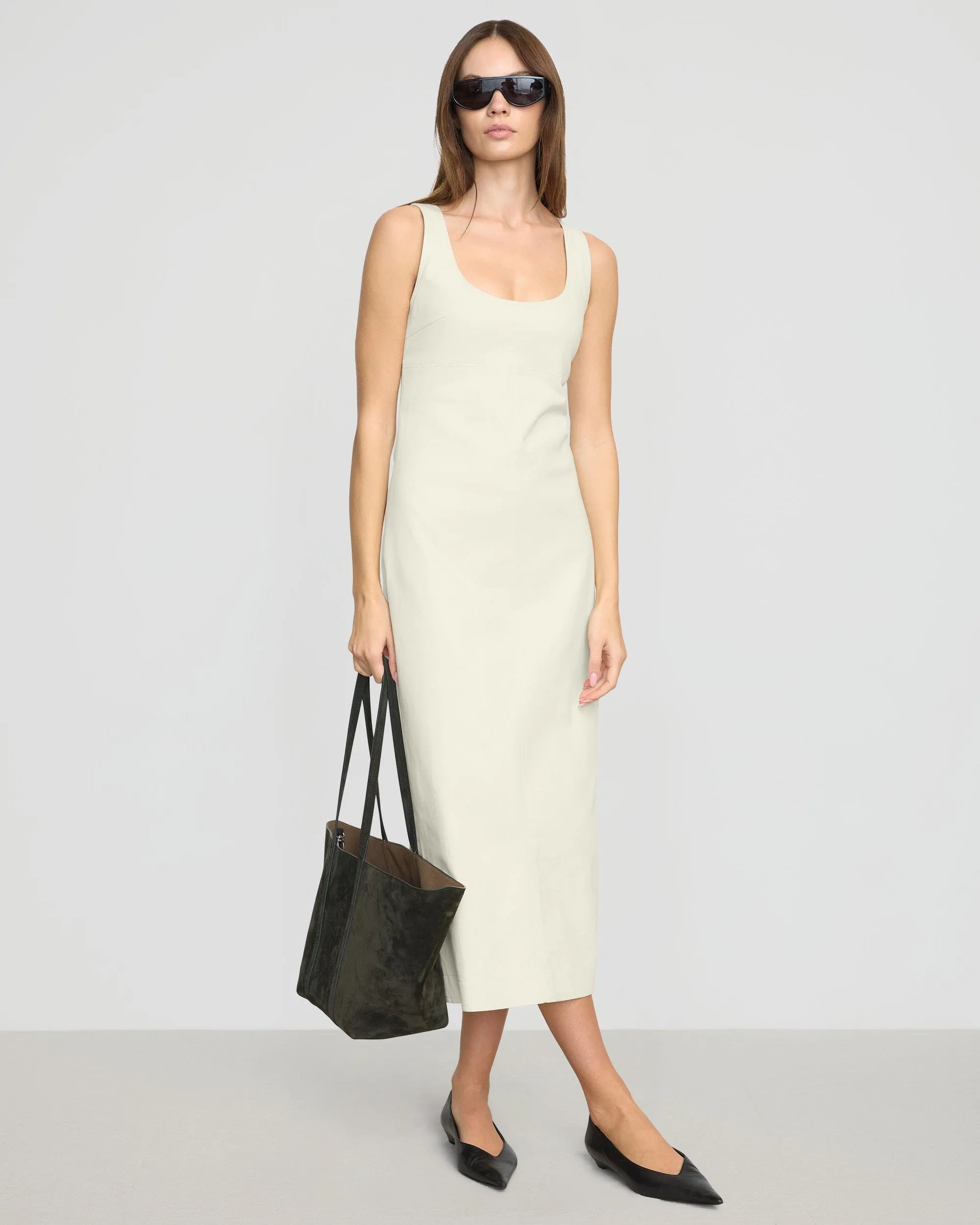 Mona Cotton Twill Scoop-Neck Dress