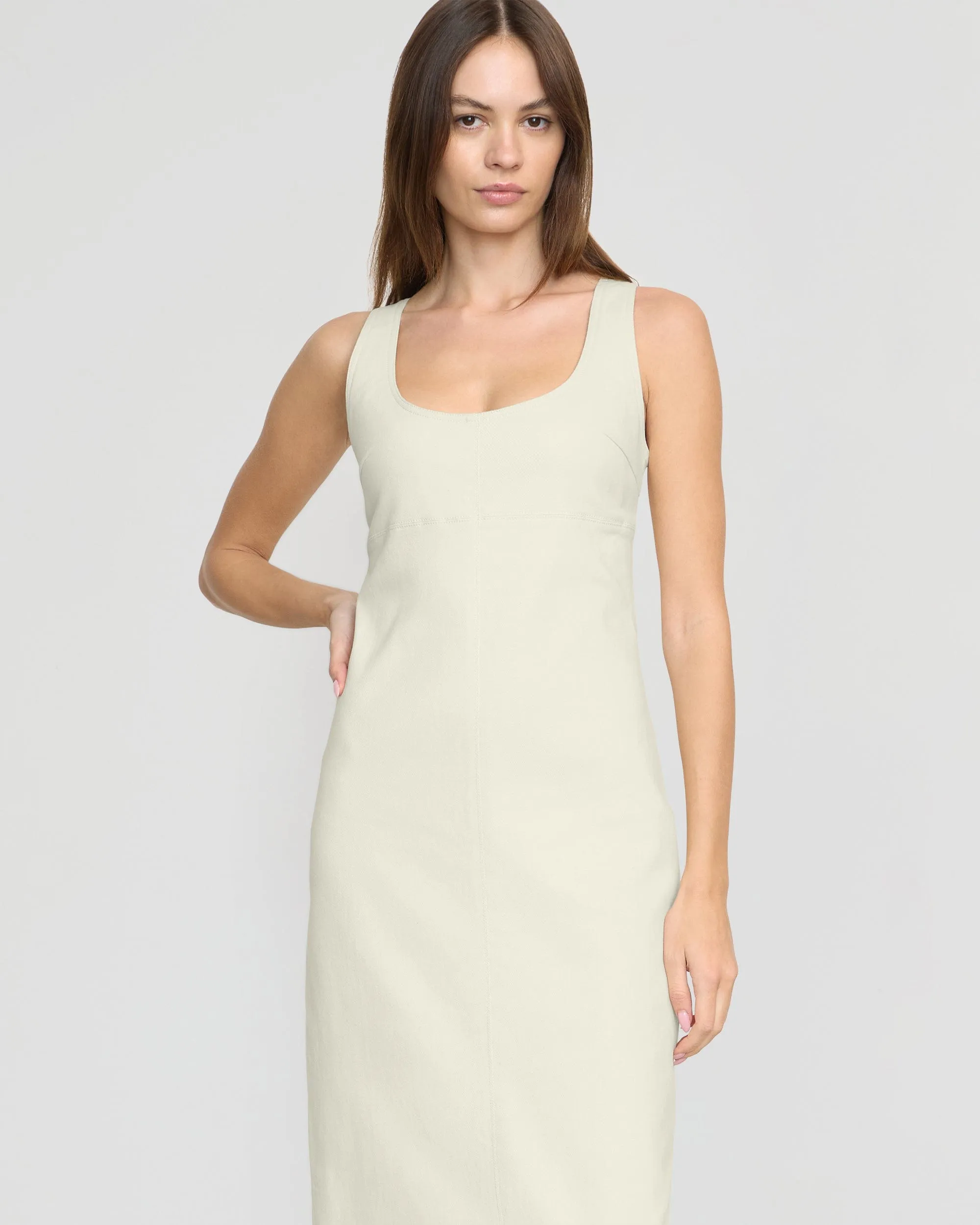 Mona Cotton Twill Scoop-Neck Dress