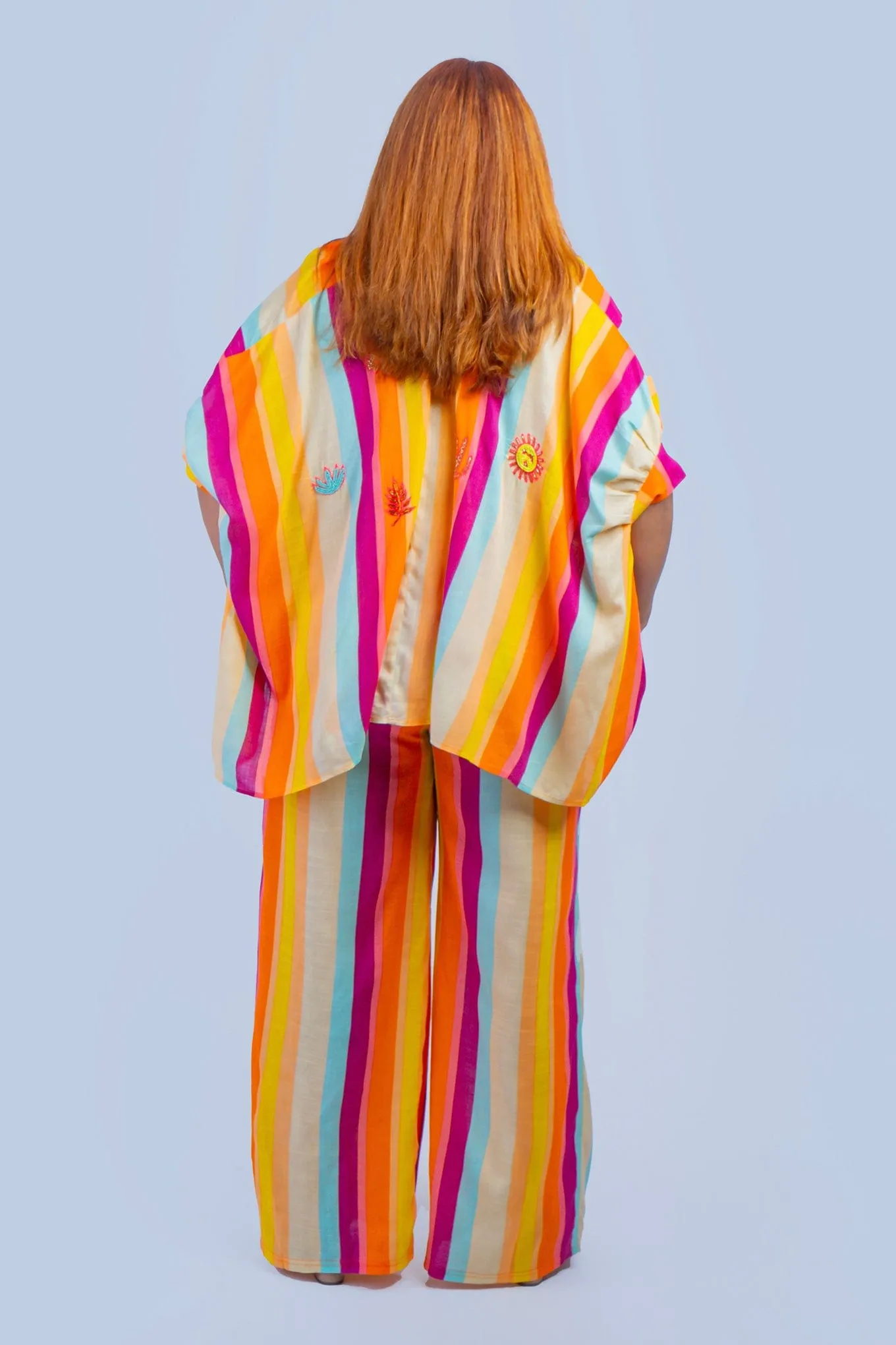 Multi Stripes Beaded Western Pant