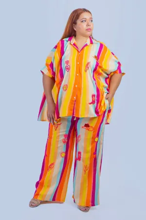 Multi Stripes Beaded Western Pant
