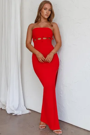 Mykonos Nights Strapless Maxi Dress Red