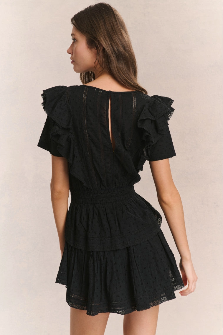 Natasha Heritage Mini Dress - BLACK