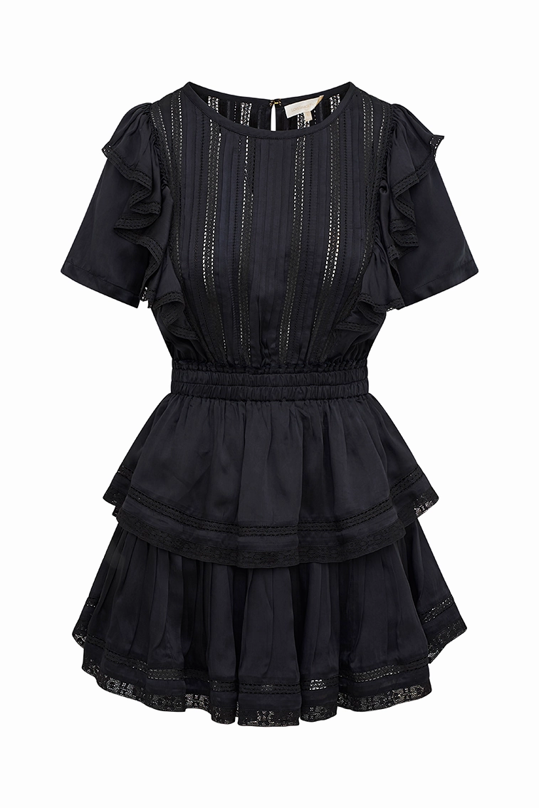 Natasha Heritage Mini Dress - BLACK