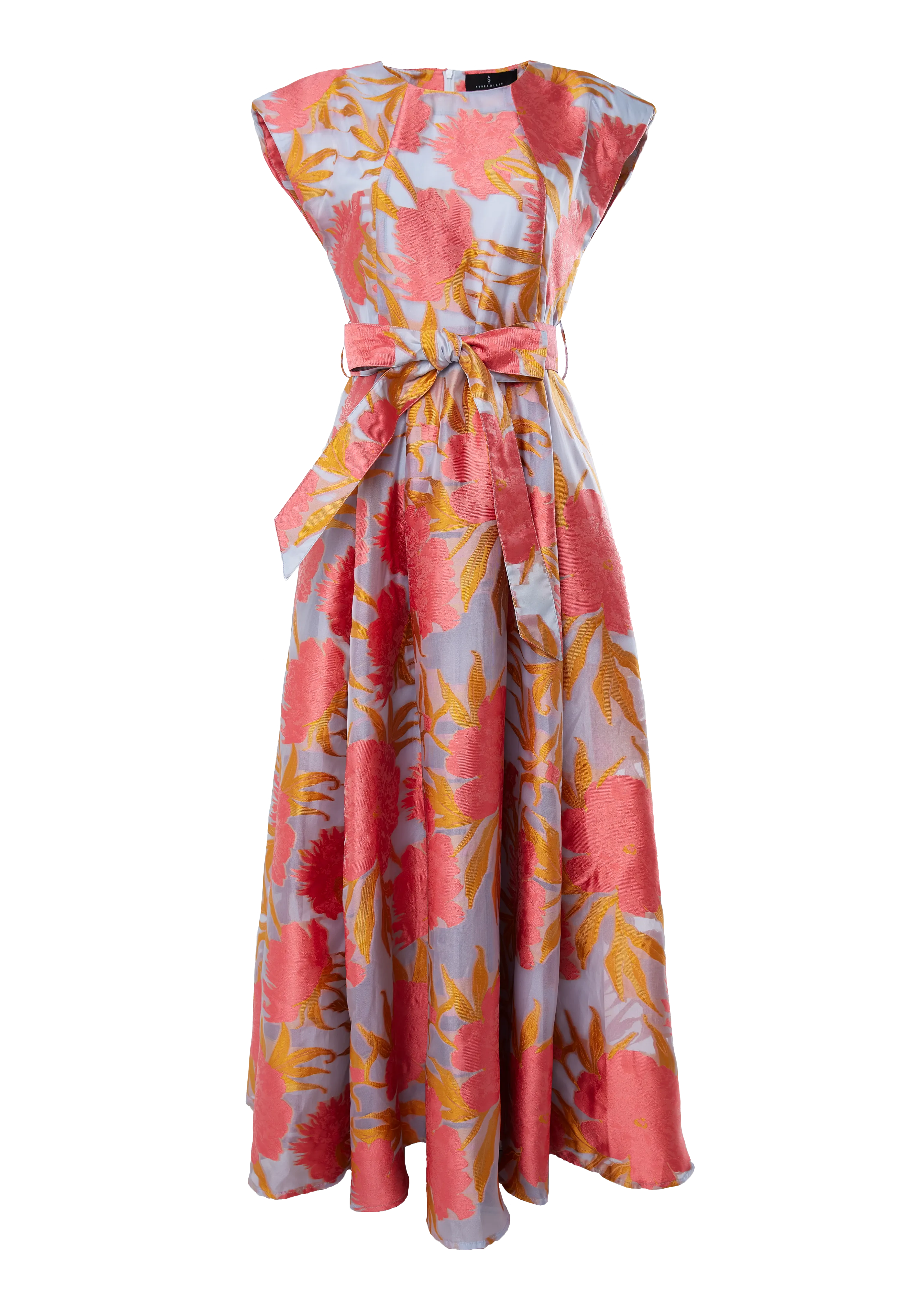 Olivia Gown Hot Coral Pansy Vine Organza