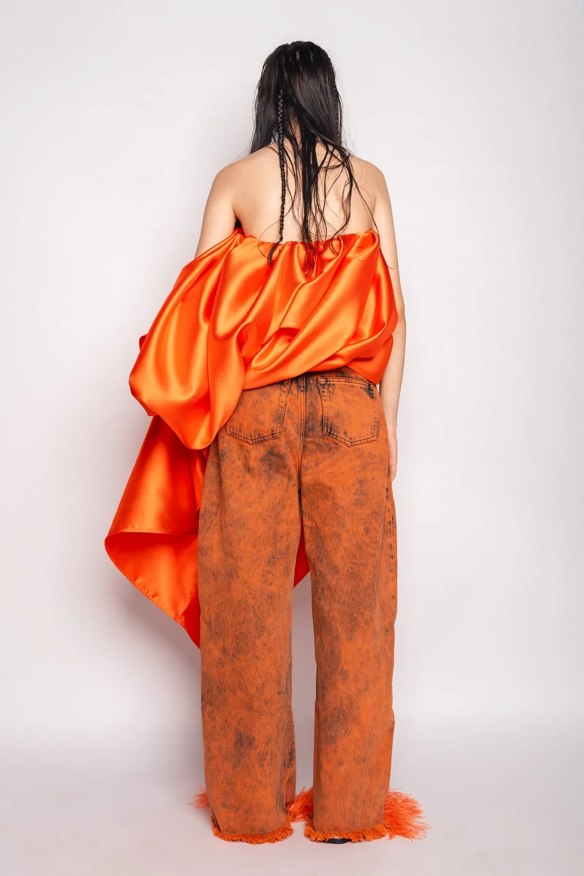 ORANGE DENIM BOYFRIEND TROUSERS