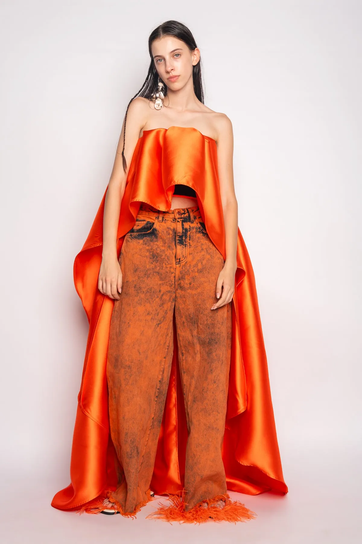 ORANGE DENIM BOYFRIEND TROUSERS