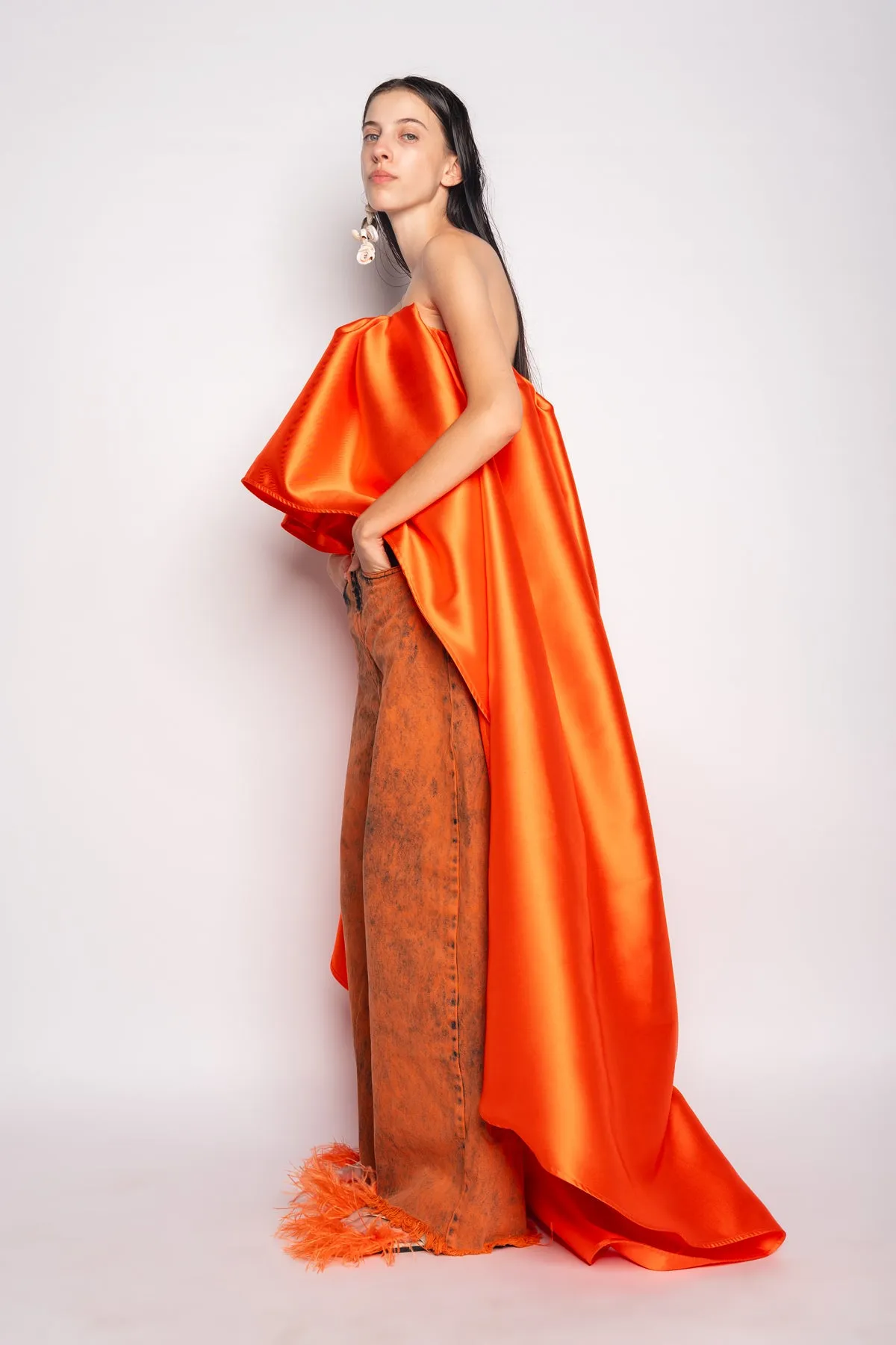 ORANGE DENIM BOYFRIEND TROUSERS
