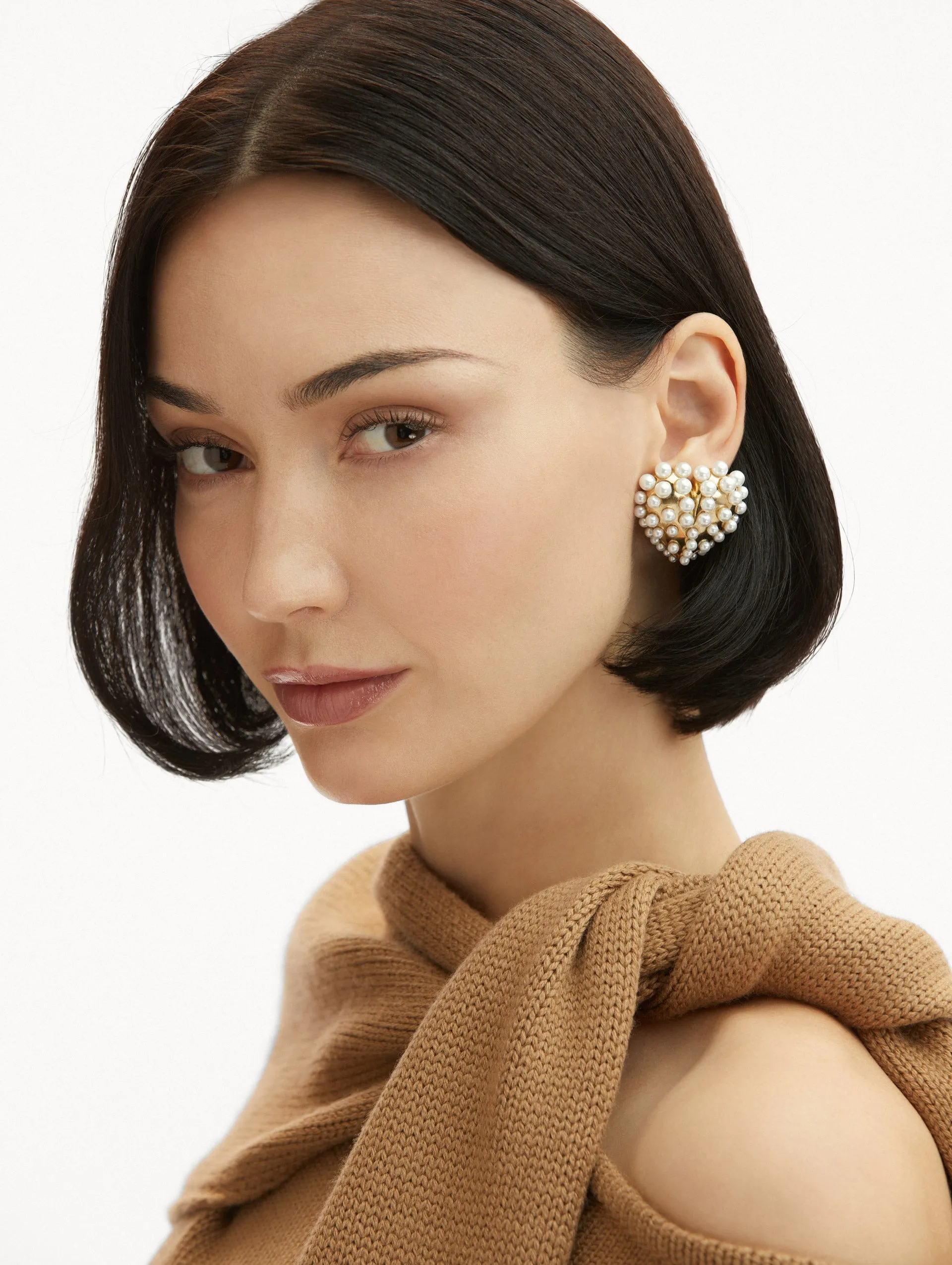 Pearl Heart Clip-On Earrings