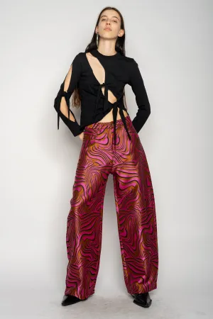 PINK ZEBRA BROCADE BOYFRIEND TROUSERS