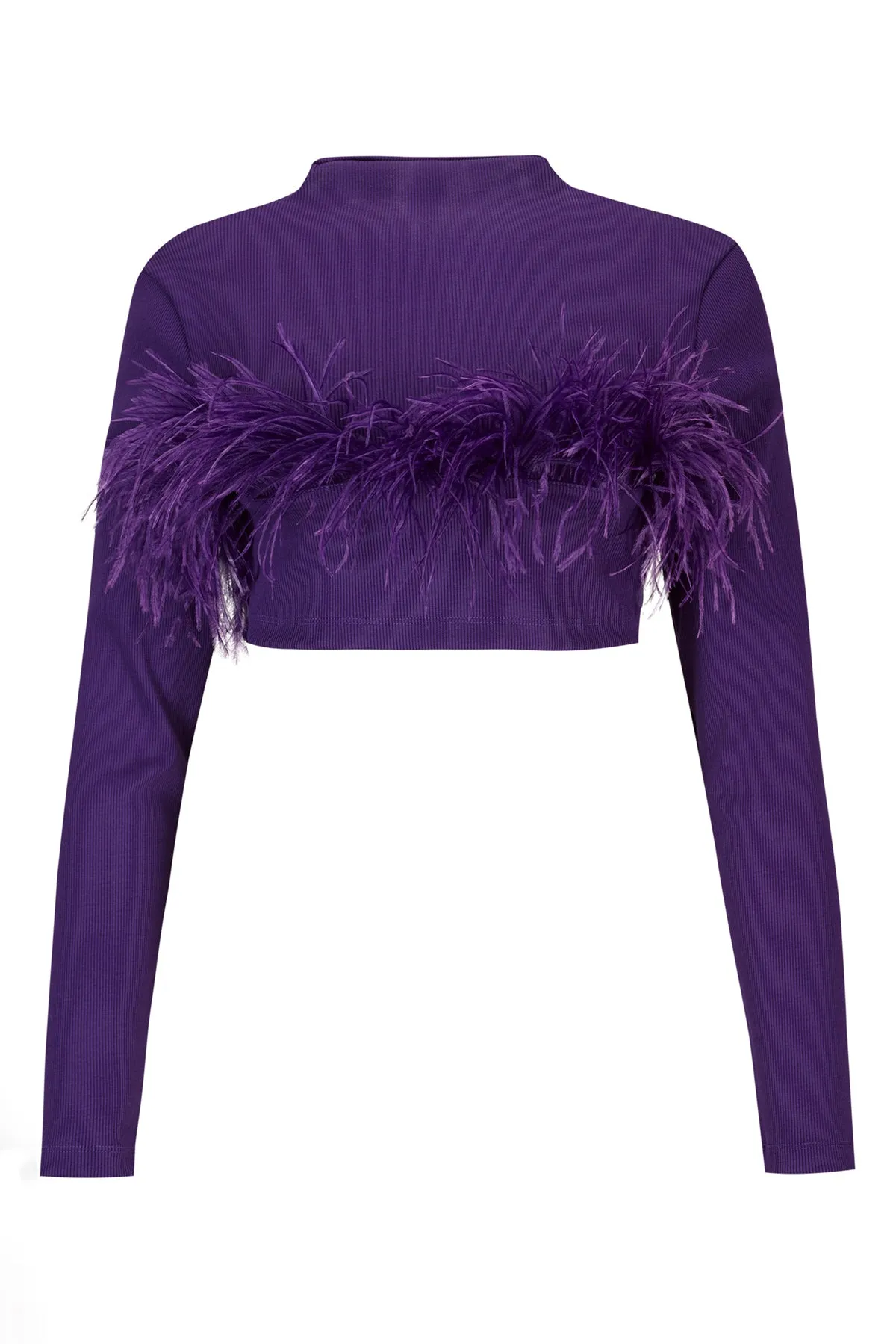 PURPLE CROPPED FEATHER TOP
