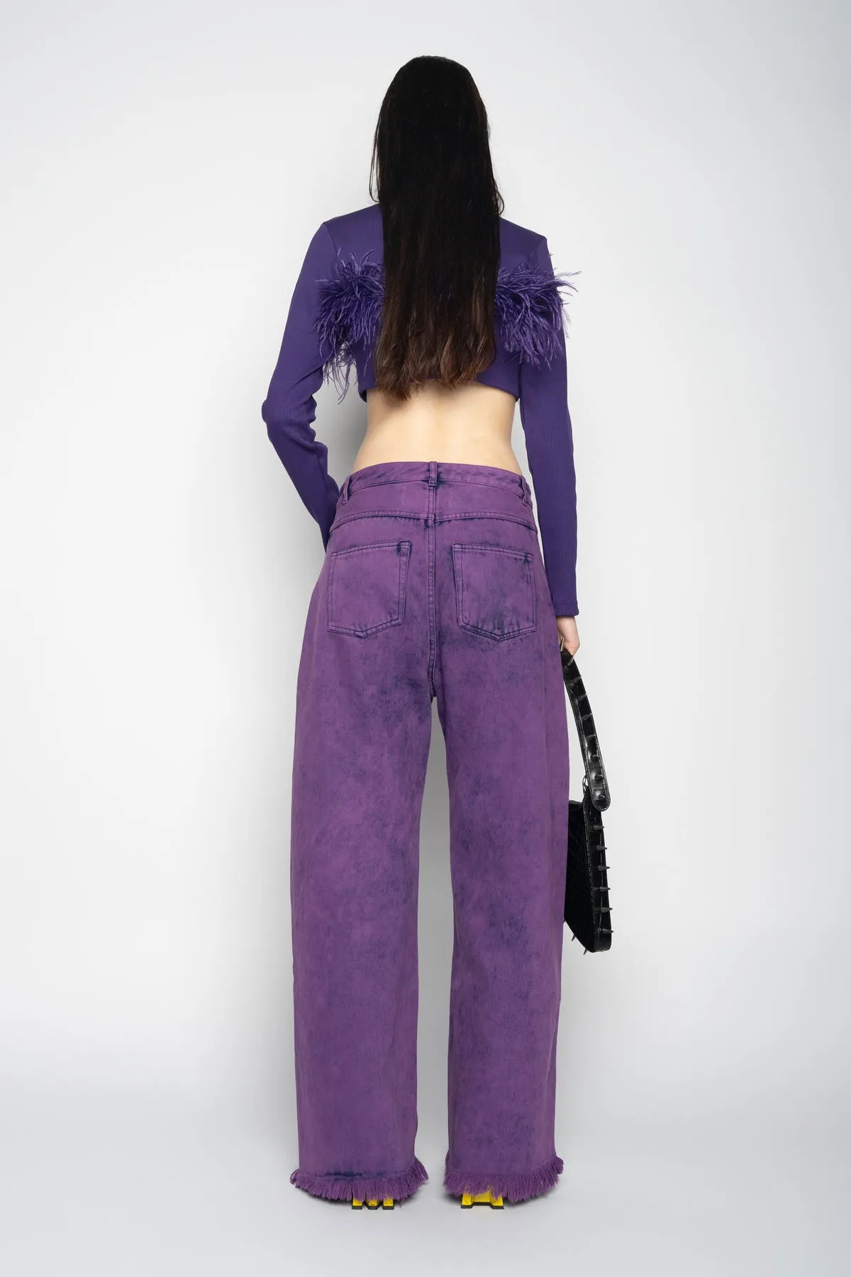 PURPLE CROPPED FEATHER TOP