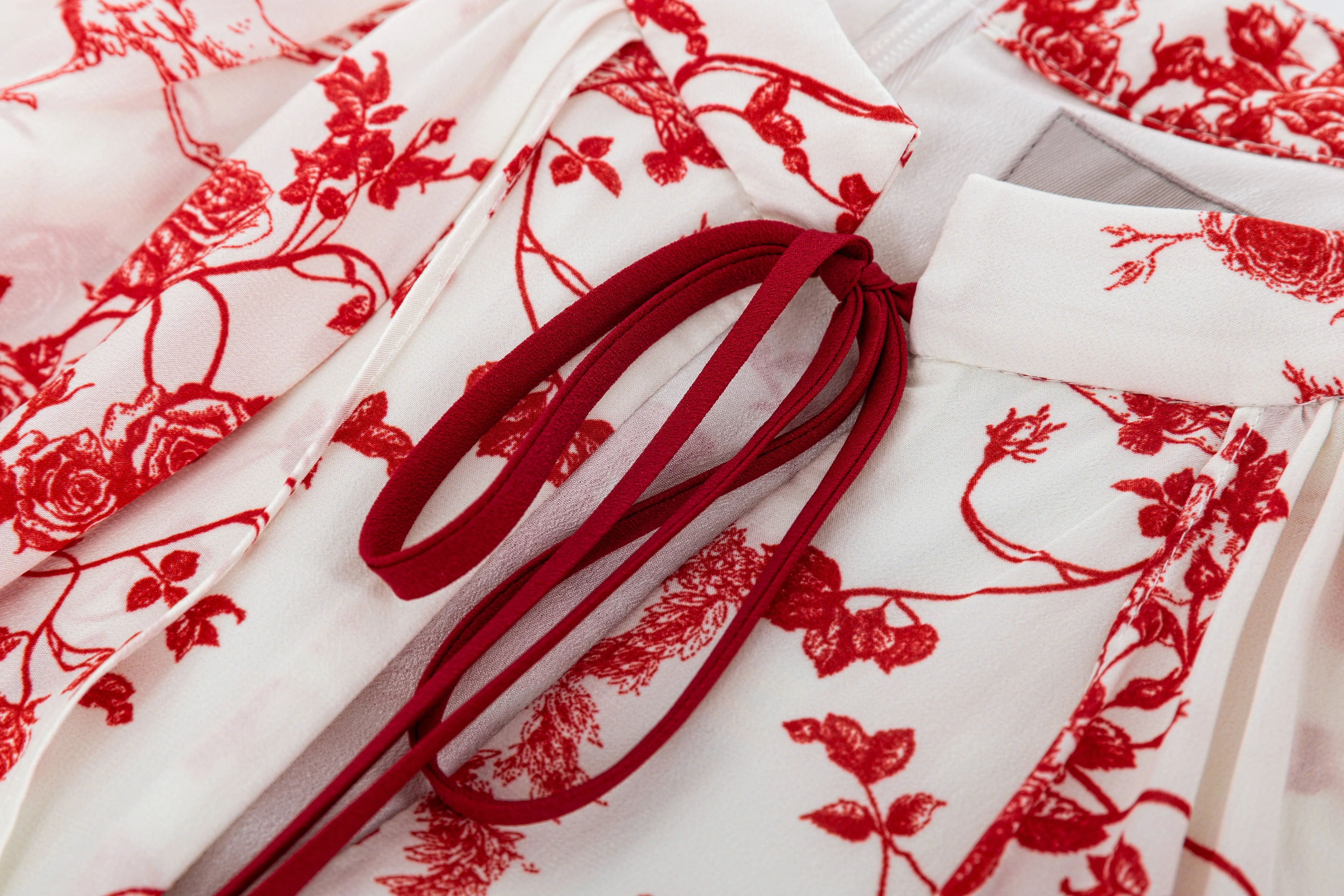 Red printed two-piece dress