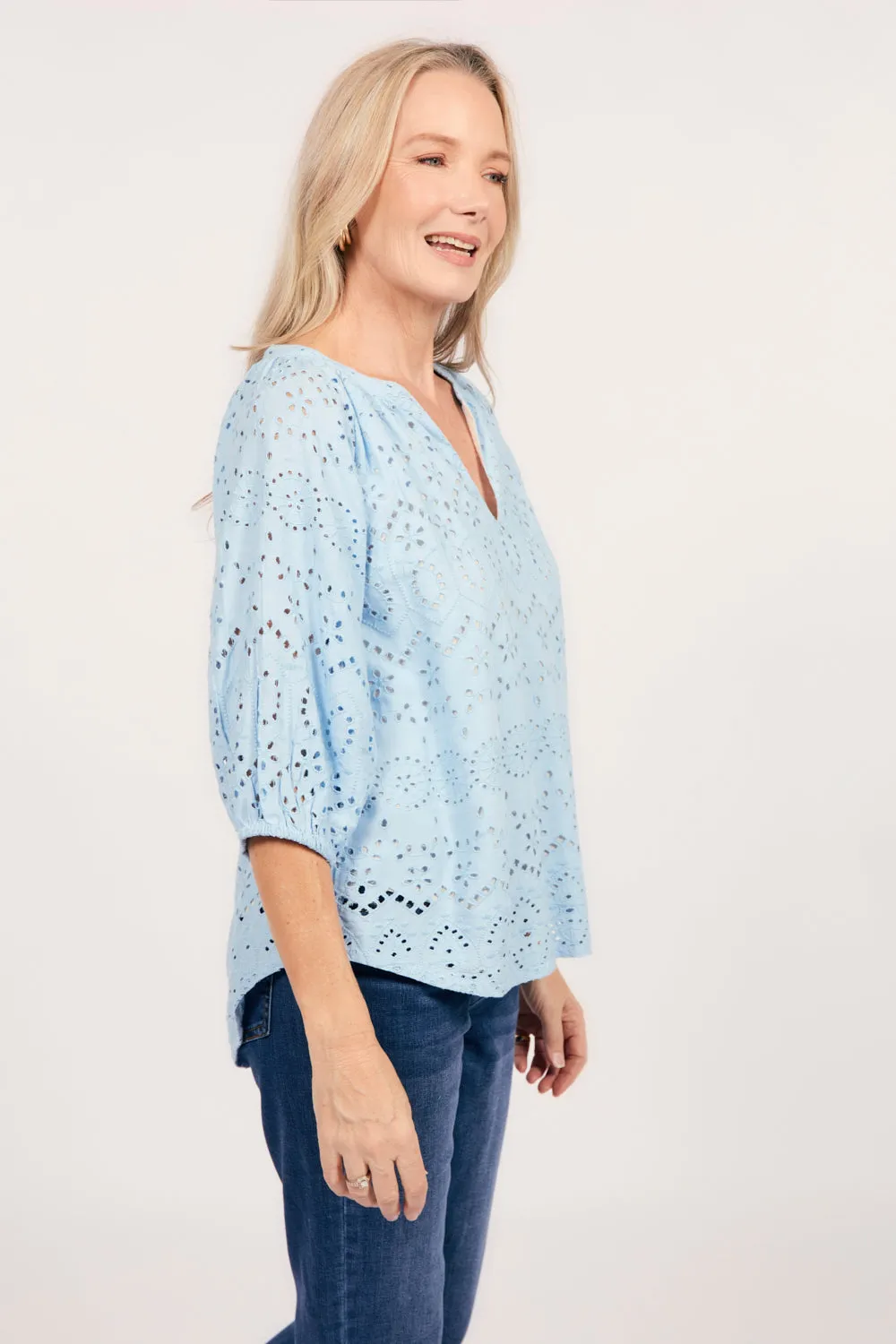 Robin Peasant Shiffly Top in Cornflower