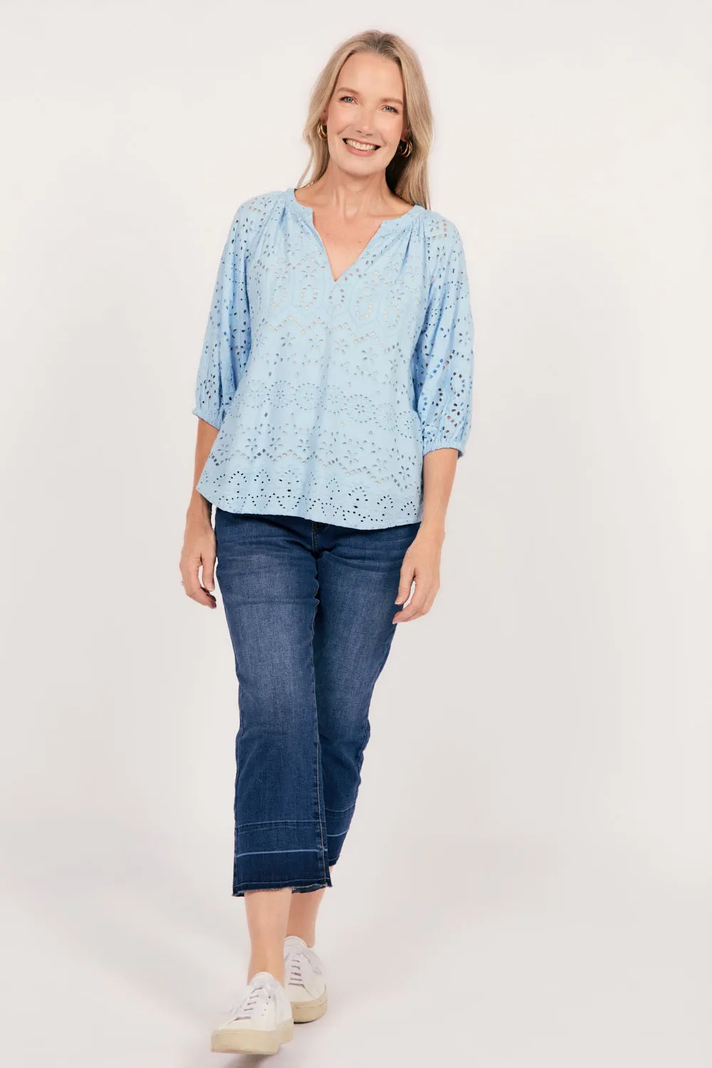 Robin Peasant Shiffly Top in Cornflower