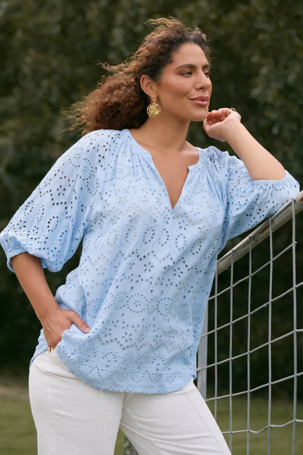 Robin Peasant Shiffly Top in Cornflower