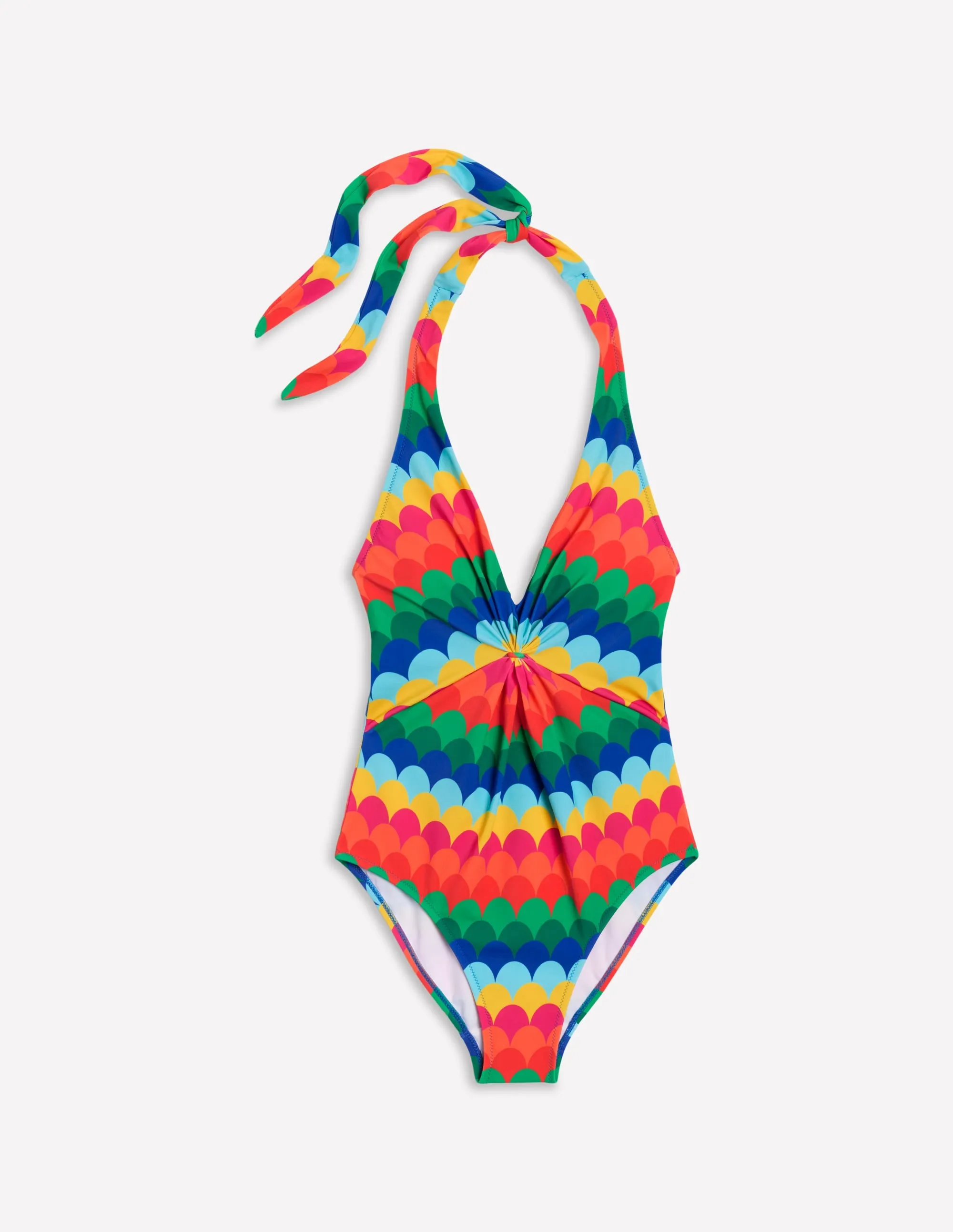 Ruched Loop Swimsuit-Multi. Scallop Stripe