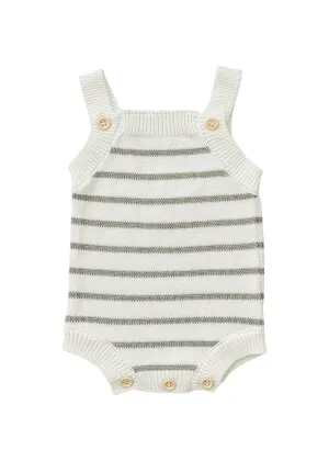 Sage Stripe Knit Bubble Romper
