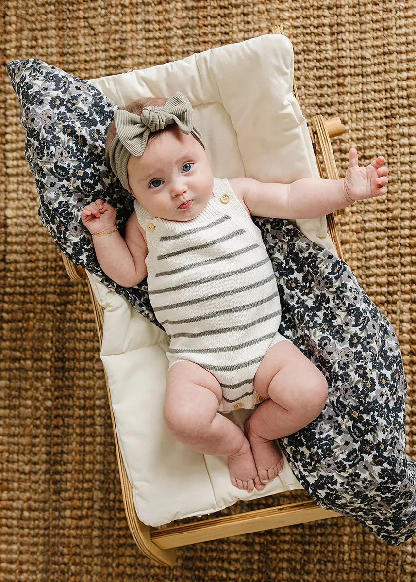 Sage Stripe Knit Bubble Romper