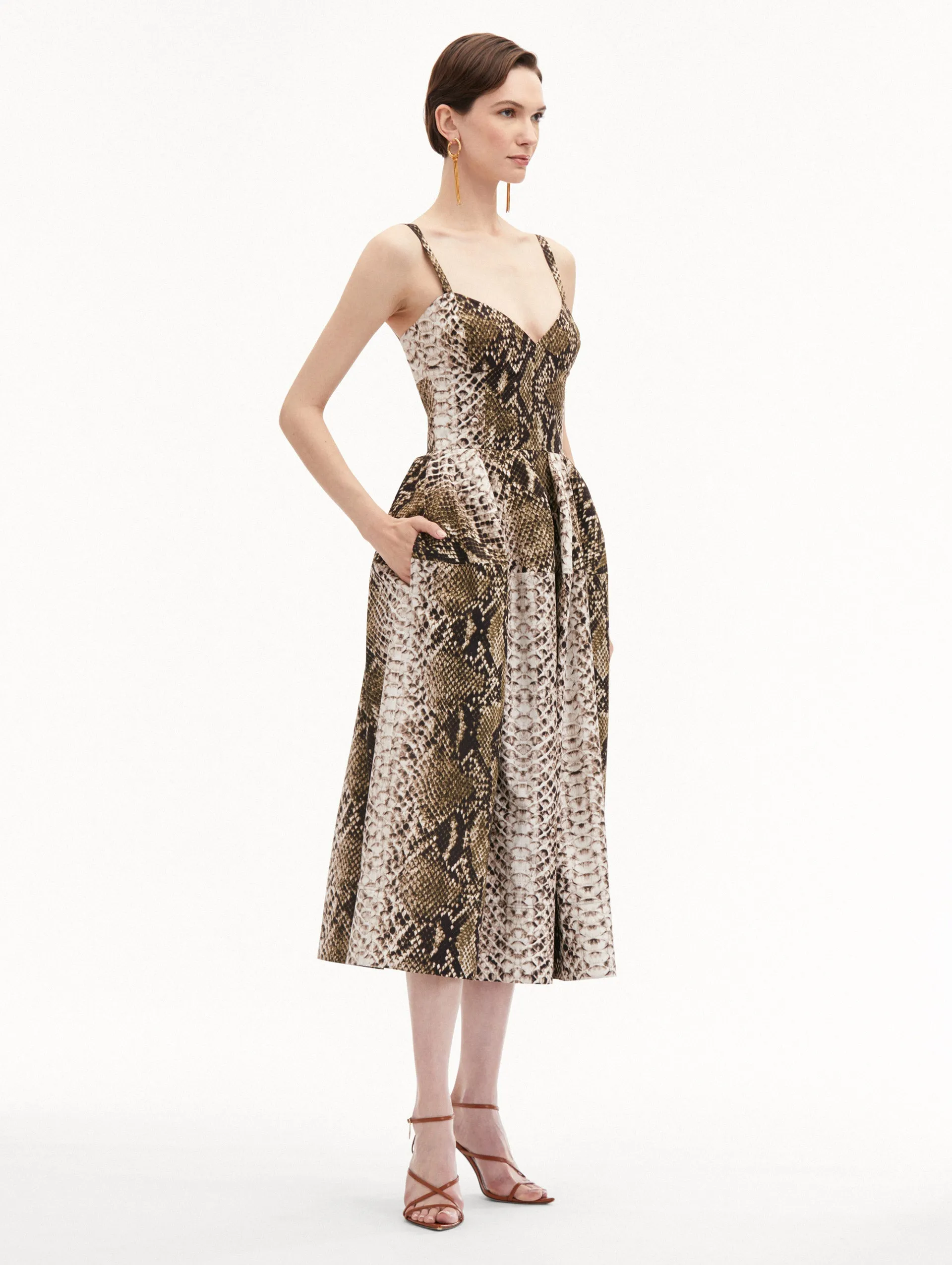 Snake Cotton Poplin Dress