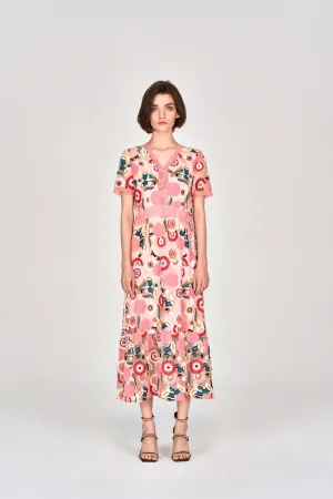 Spring Embroidery Pink Dress