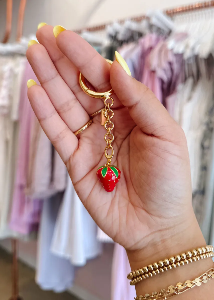 Strawberry Bag Charm - Gold