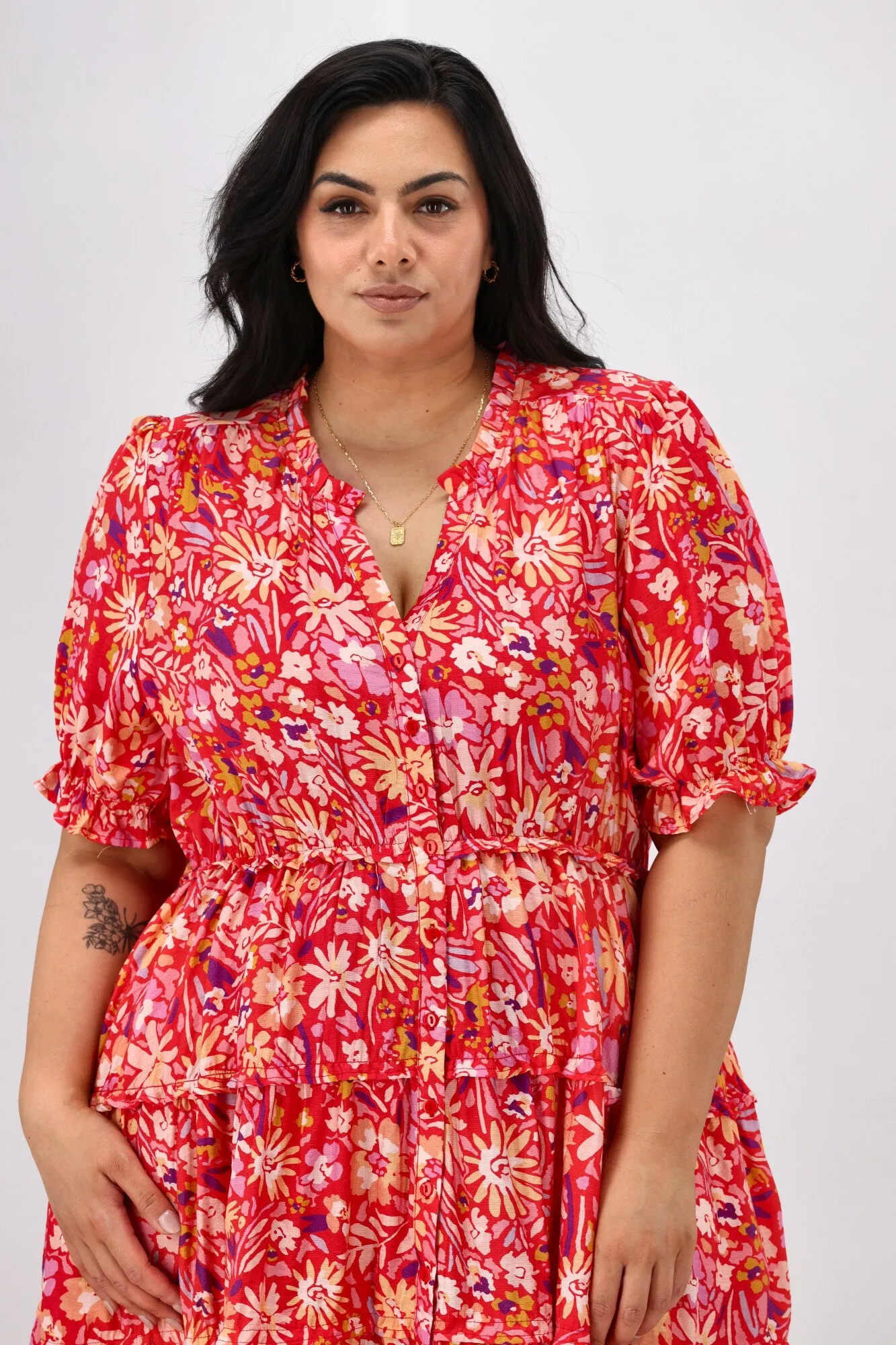 Sunday Boho Harper Dress Red Floral