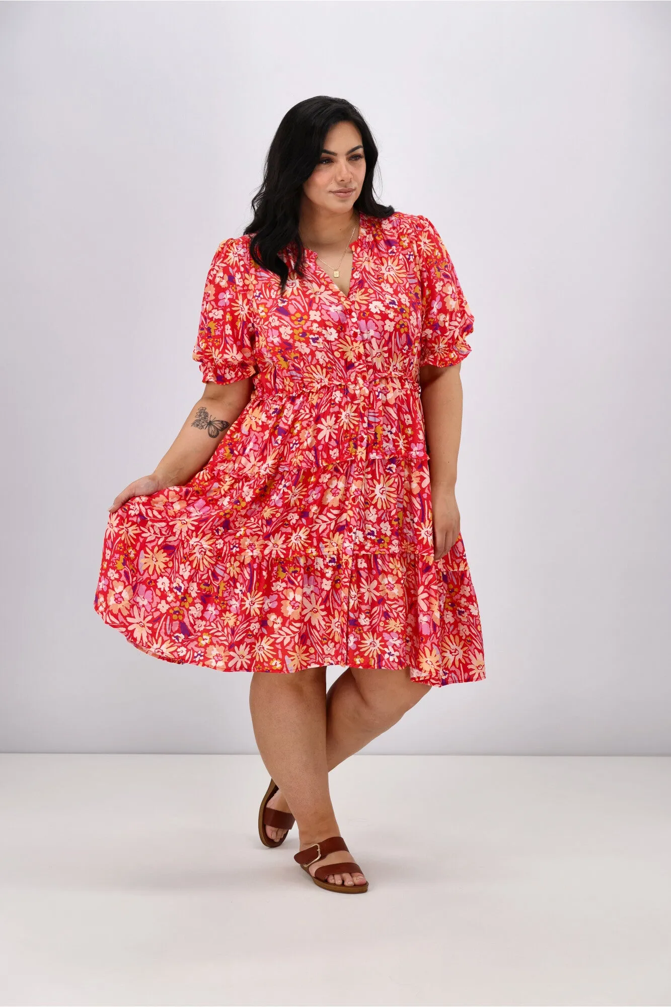 Sunday Boho Harper Dress Red Floral