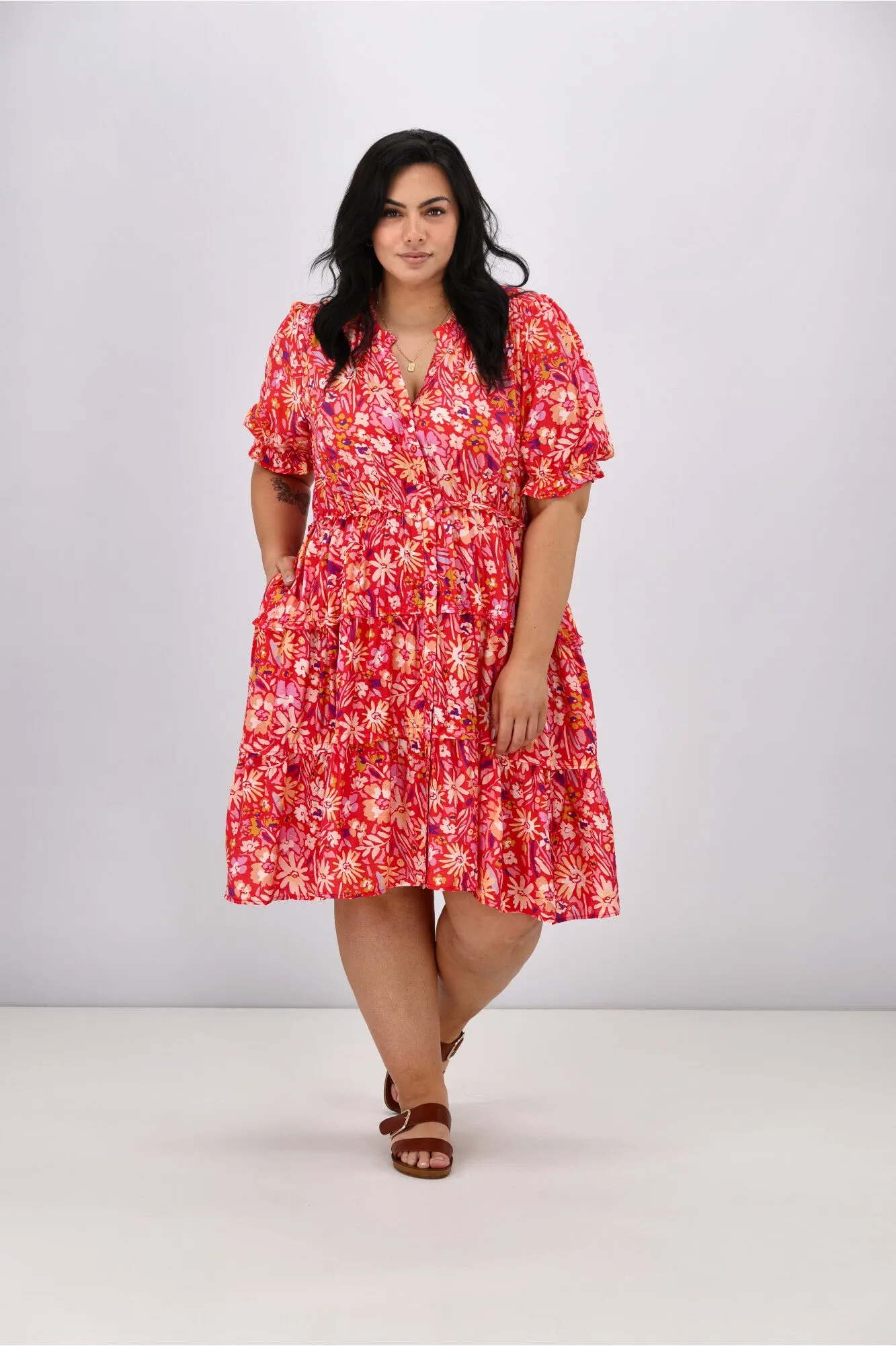 Sunday Boho Harper Dress Red Floral