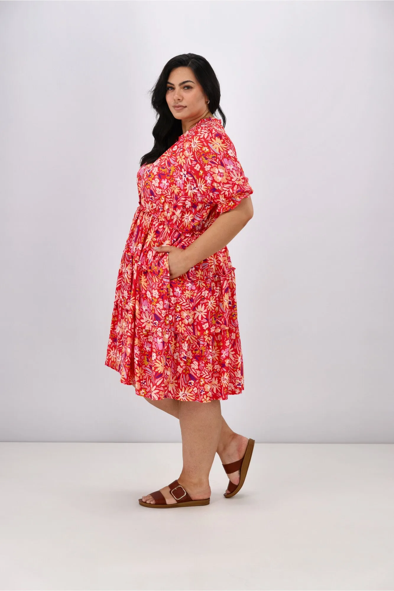 Sunday Boho Harper Dress Red Floral