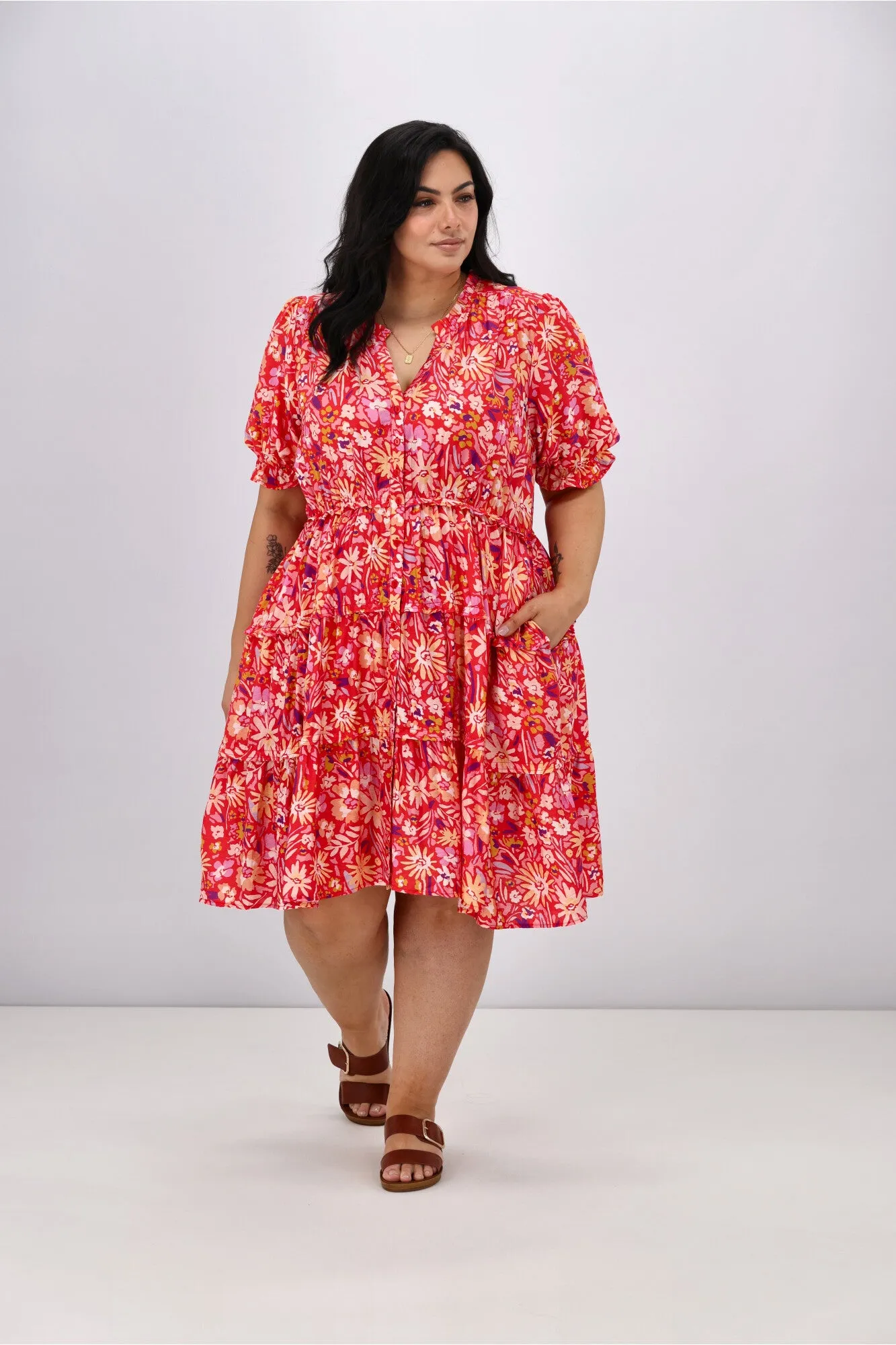 Sunday Boho Harper Dress Red Floral